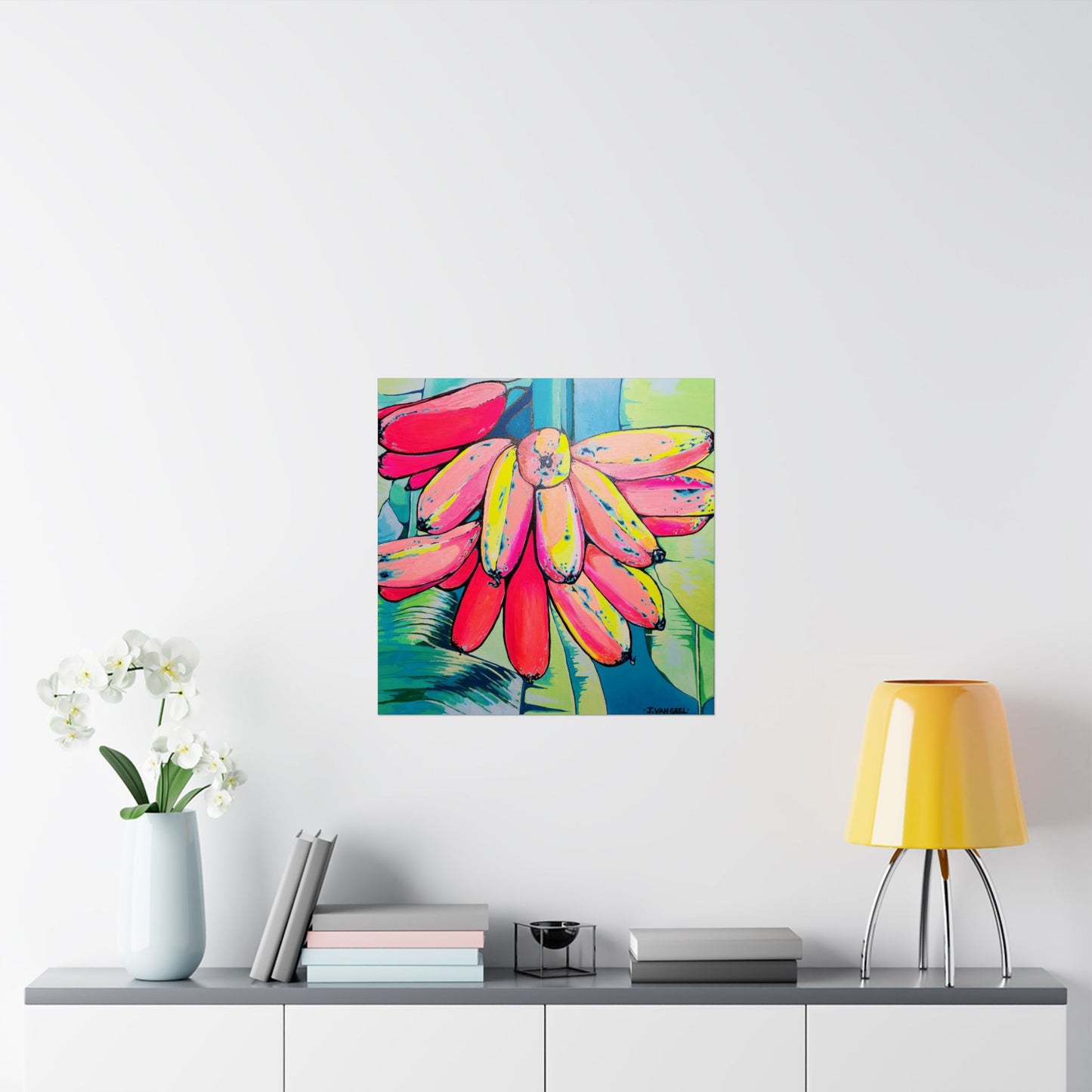 Neon Primitivo Bananas Giclée Art Poster