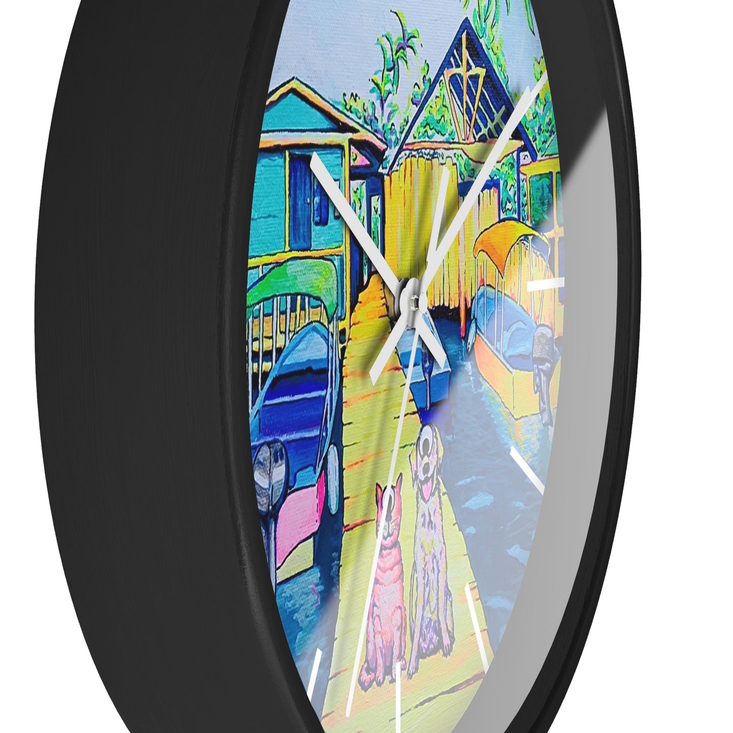 Cyclops Cat and Dog in Bocas Pop Art Wall Clock