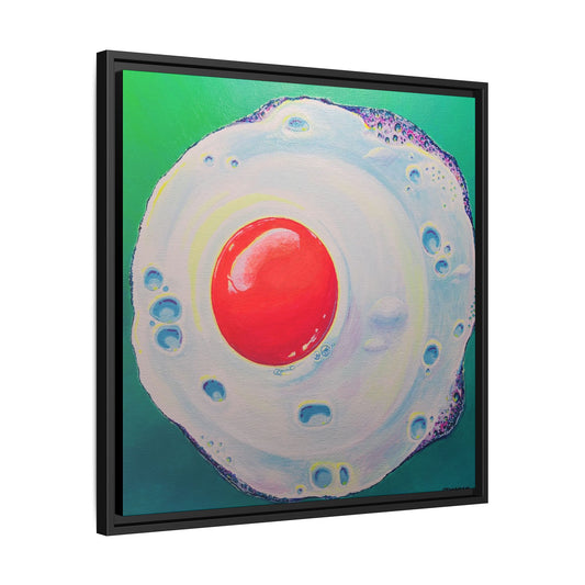 Framed Neon Fried Egg Canvas Print