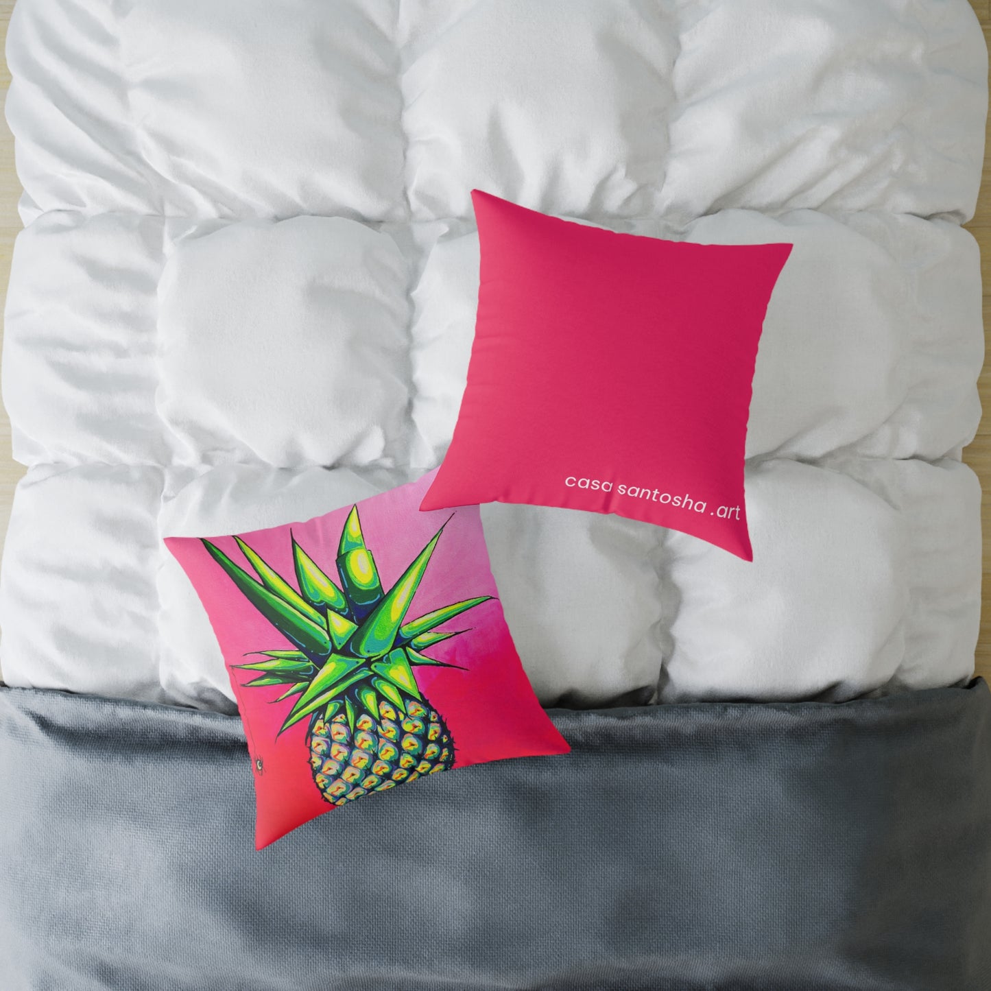 Neon Pineapple Art Canvas Decorative Pillow