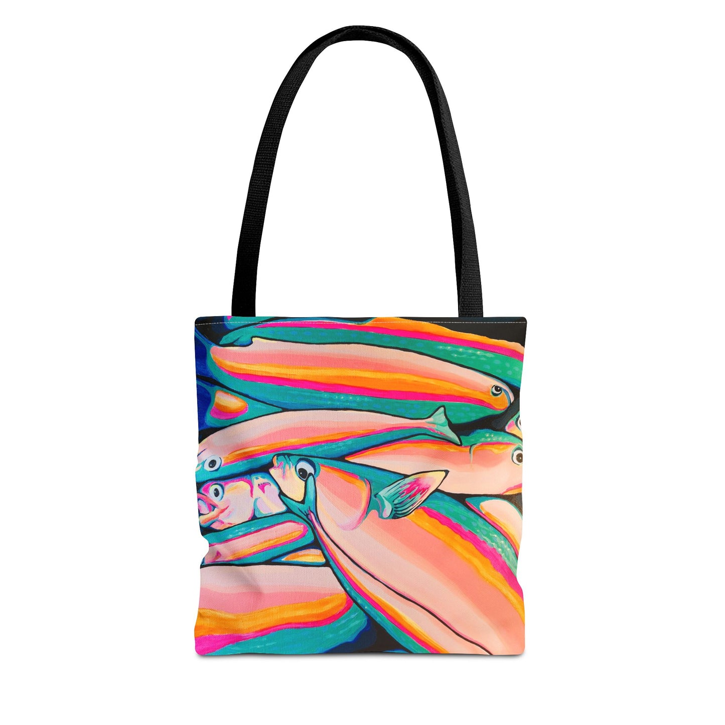 Premium Neon Fish Tote Bag, Original Artist Design, Reusable Shopping Tote, Eco-Friendly