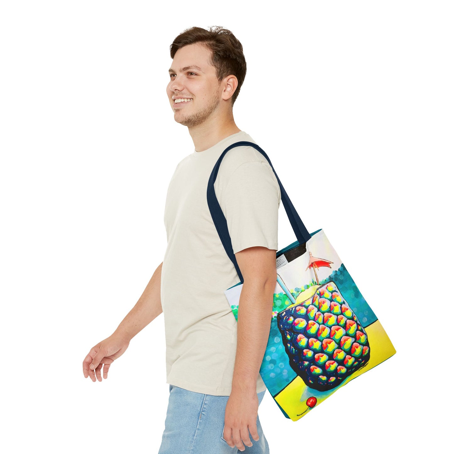 Premium Neon Piña Colada Tote Bag, Original Artist Design, Reusable Shopping Tote,  Eco-Friendly