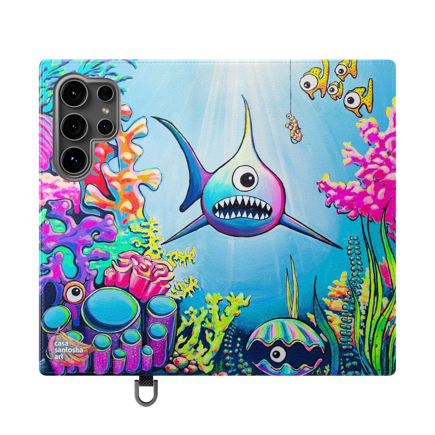Cyclops Shark Flip Phone Case – Wallet Cover with Card Slots