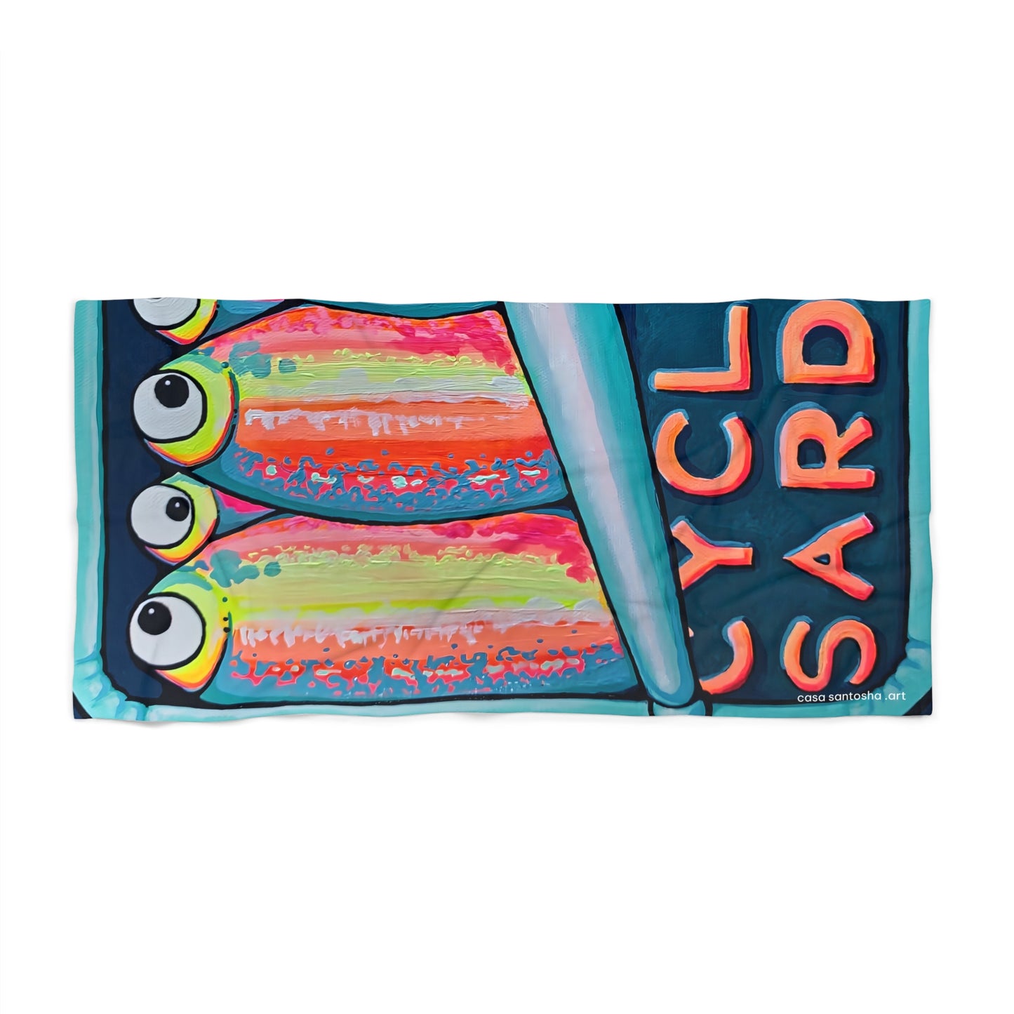 Neon Sardines Beach Towel for Summer Fun and Vacation Essentials