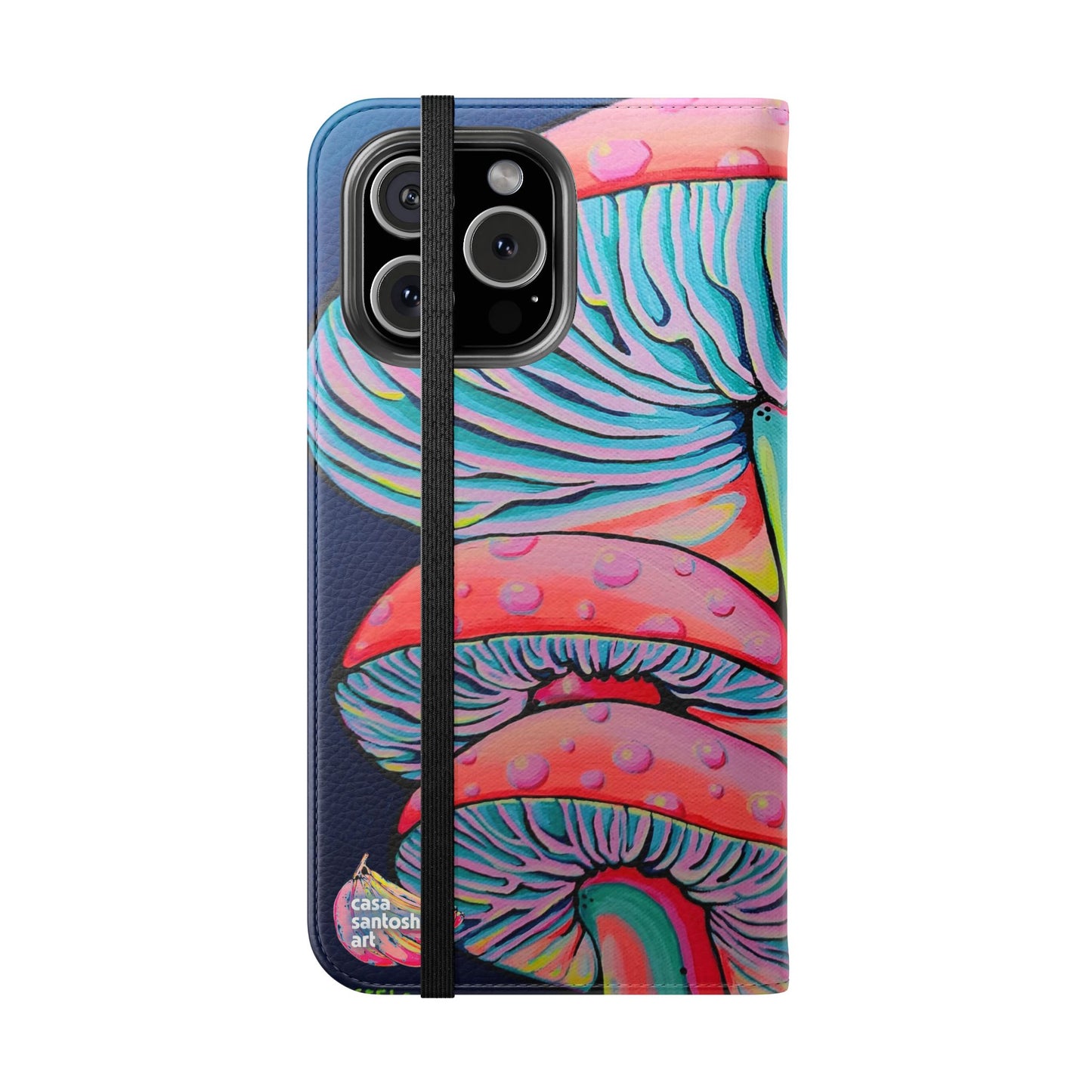 Trippy Mushrooms Flip Phone Case – Wallet Cover with Card Slots