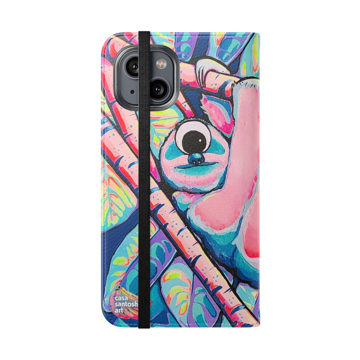 Cyclops Sloth Flip Phone Case – Wallet Cover with Card Slots