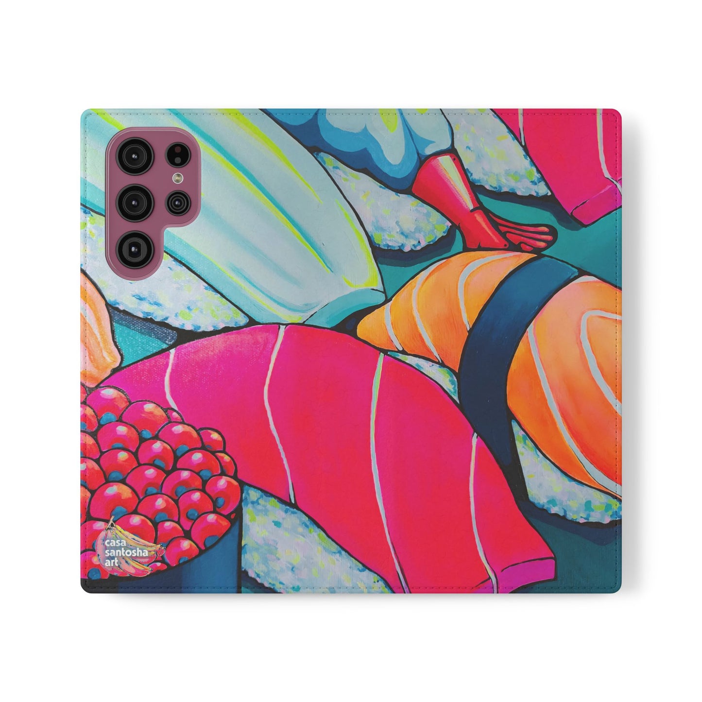 Étui portefeuille pour téléphone à clapet Neon Sushi avec porte-cartes