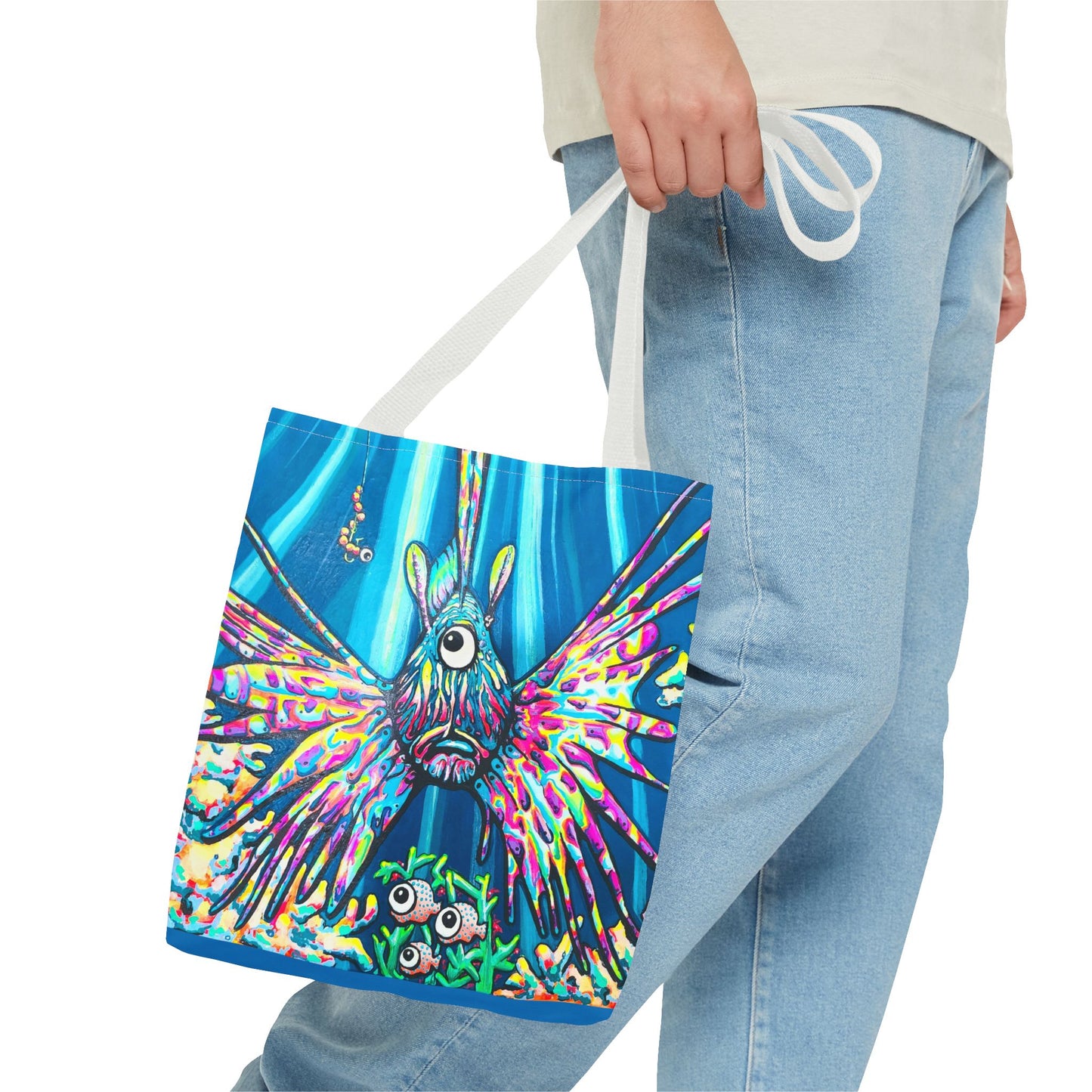 Premium Cyclops Lionfish Tote Bag, Original Artist Design, Reusable Shopping Tote,  Eco-Friendly