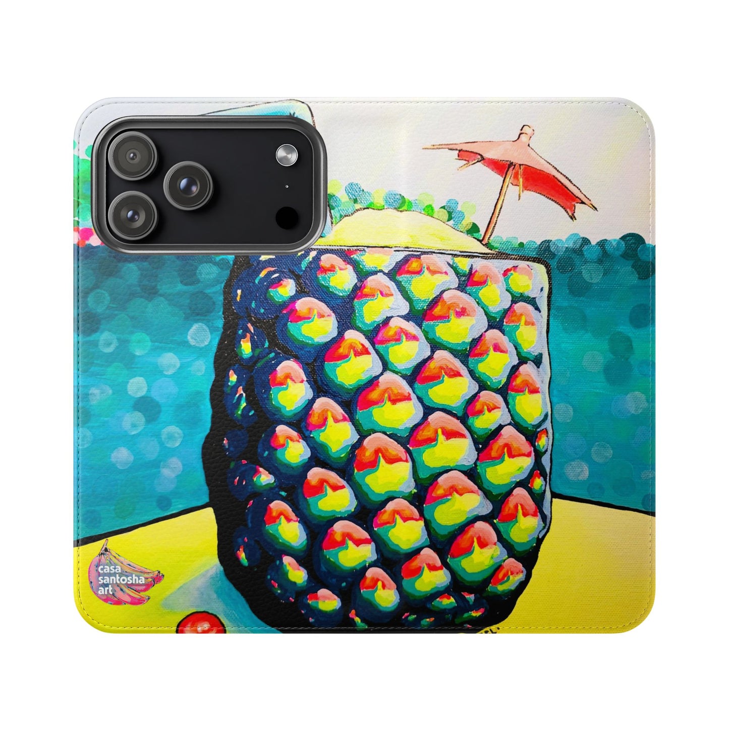 Neon Piña Colada Flip Phone Case – Wallet Cover with Card Slots