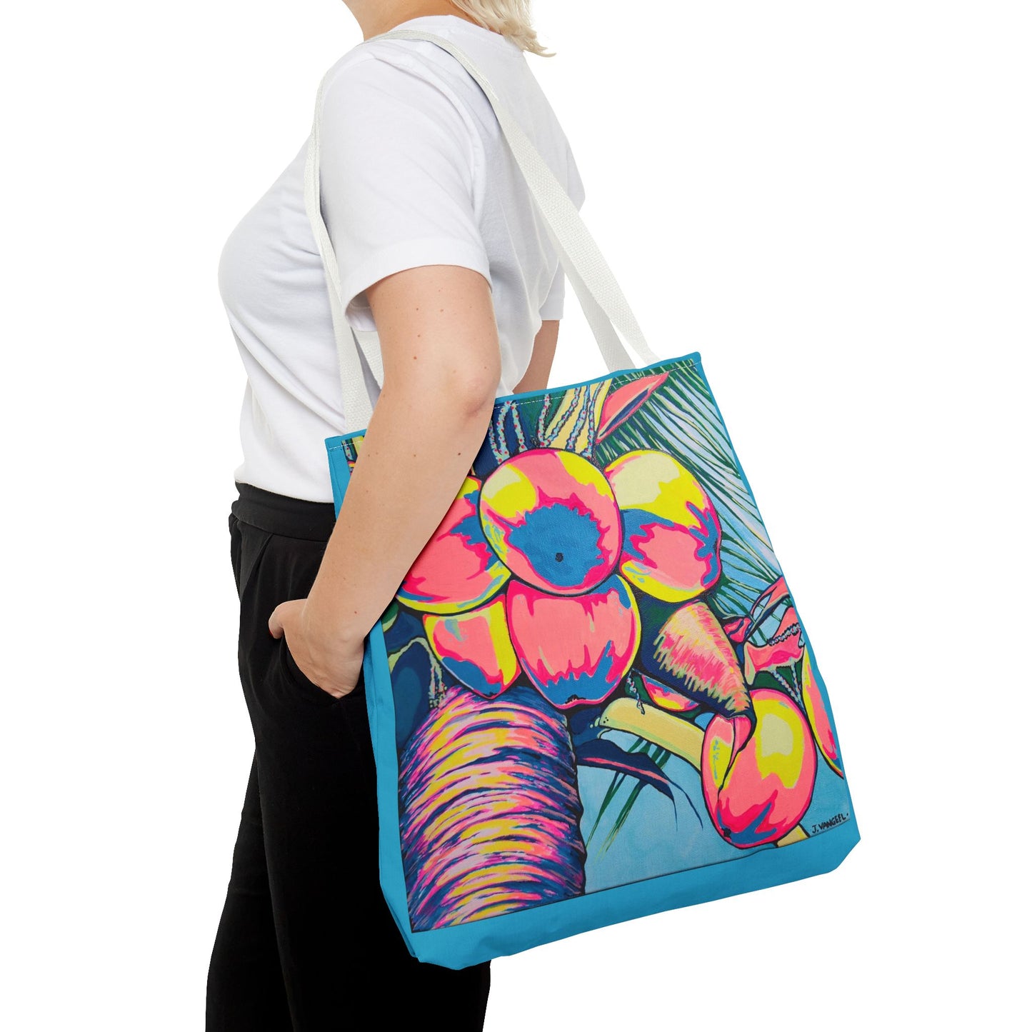 Premium Neon Coconuts Tote Bag, Original Artist Design, Reusable Shopping Tote, Eco-Friendly