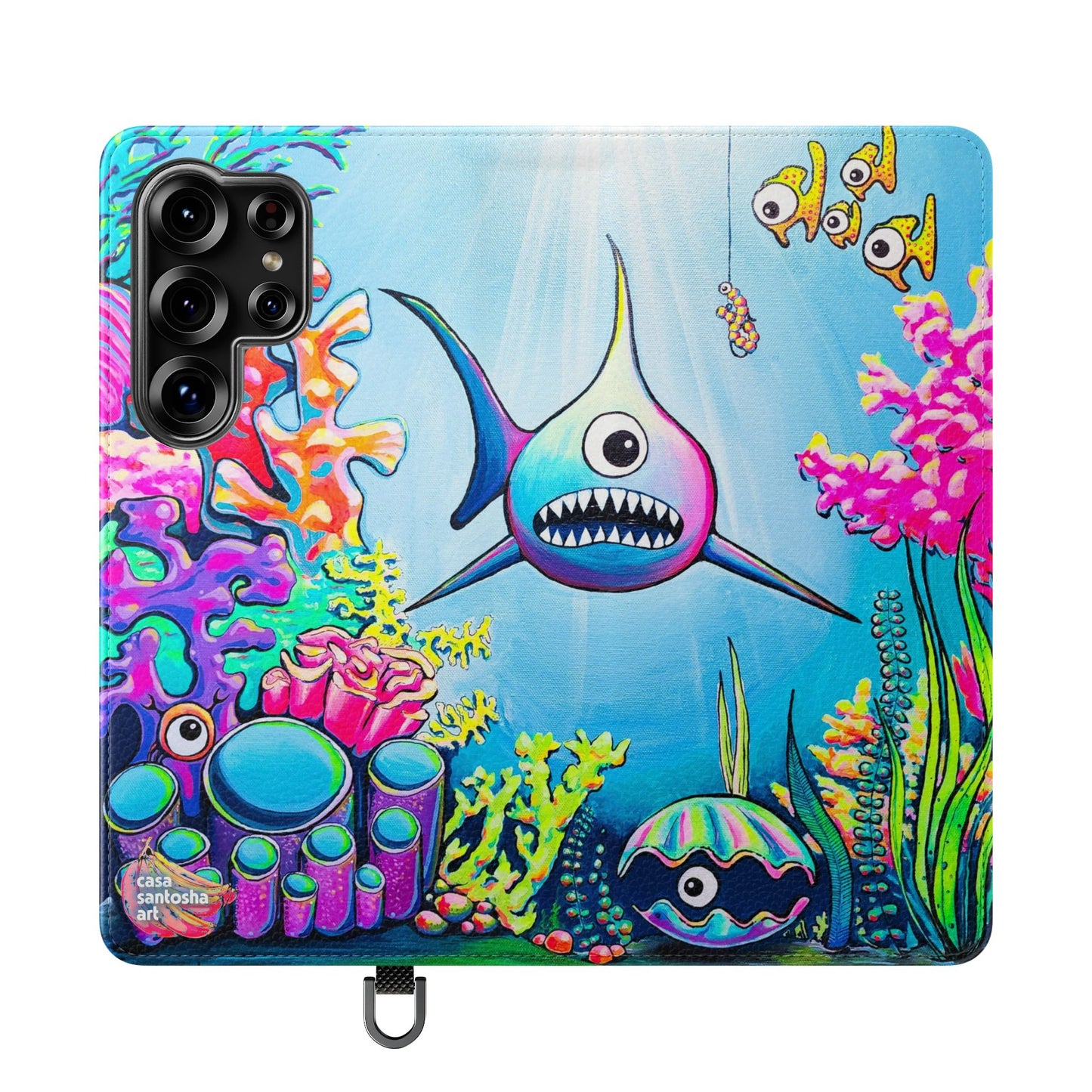 Cyclops Shark Flip Phone Case – Wallet Cover with Card Slots