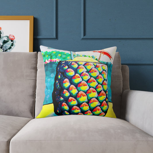 Neon Piña Colada Art Canvas Decorative Pillow