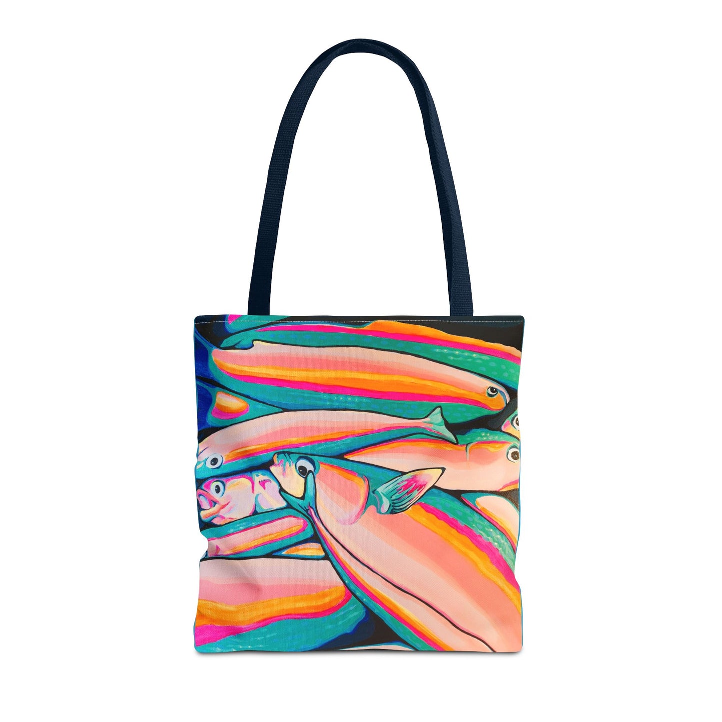 Premium Neon Fish Tote Bag, Original Artist Design, Reusable Shopping Tote, Eco-Friendly