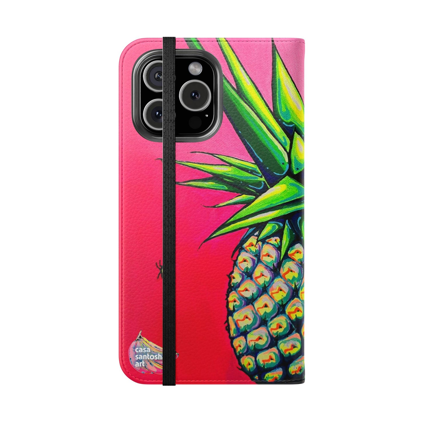 Neon Pineapple Flip Phone Case – Wallet Cover with Card Slots