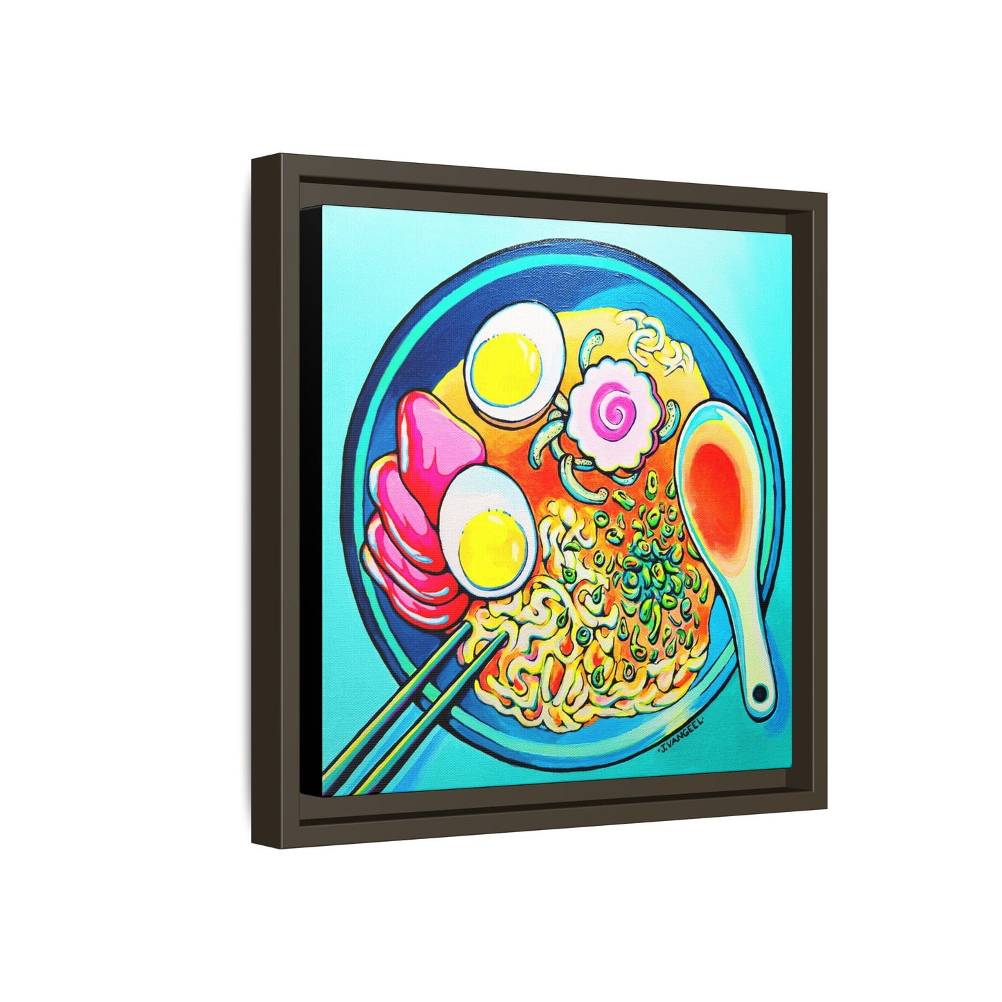 Framed Neon Ramen Canvas Print