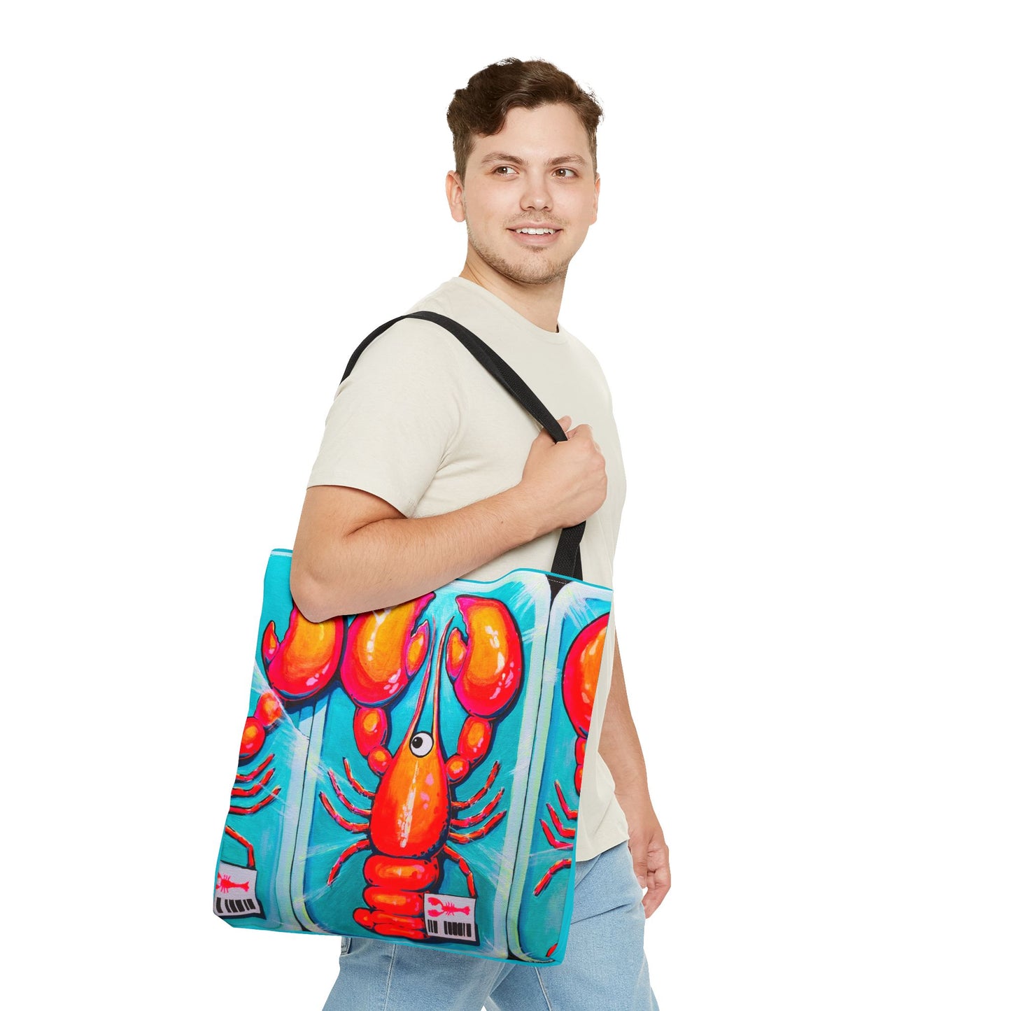 Premium Neon Lobster Tote Bag, Original Artist Design, Reusable Shopping Tote,  Eco-Friendly