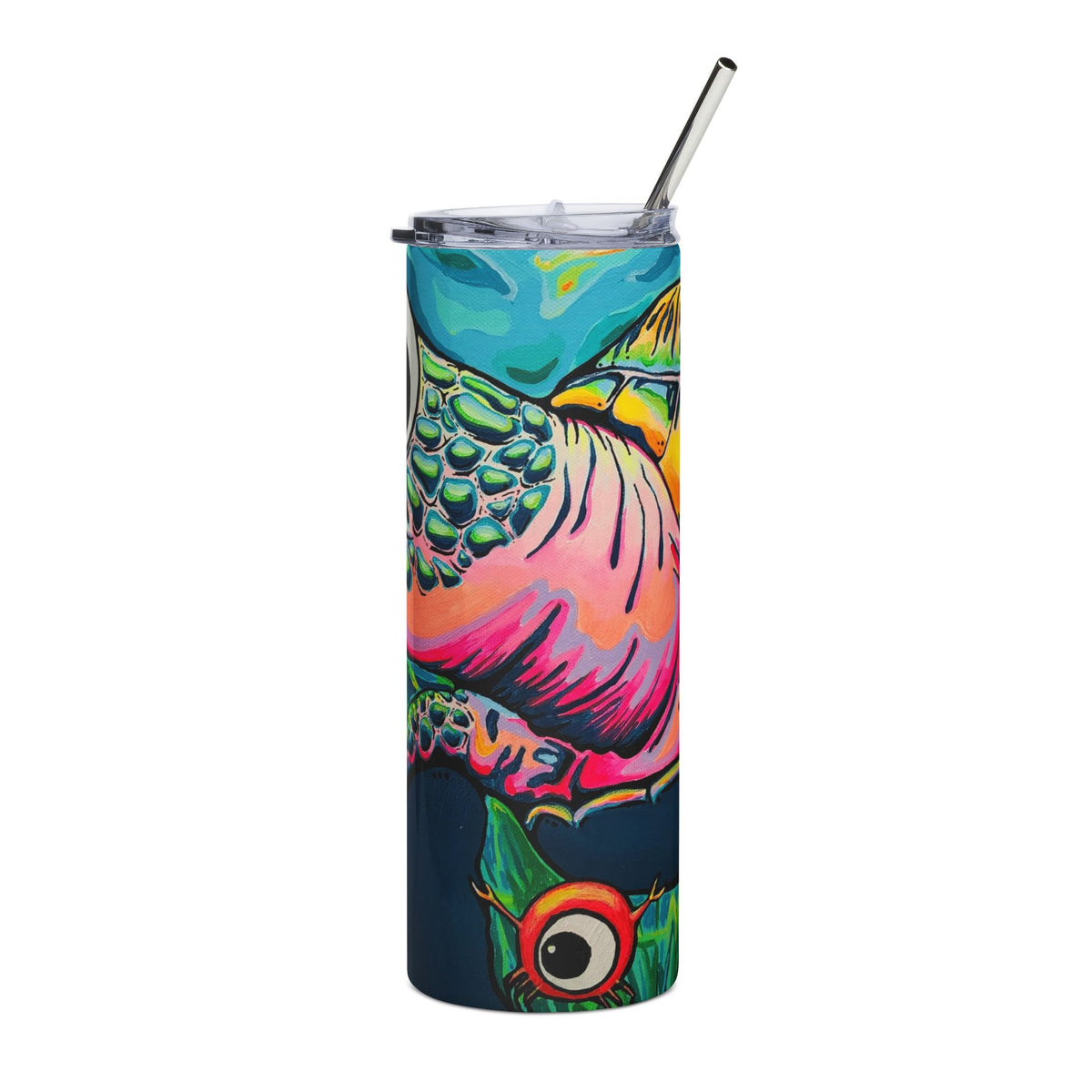 Cyclops Turtle Stainless Steel Tumbler - neon pop art by Casa Santosha Art