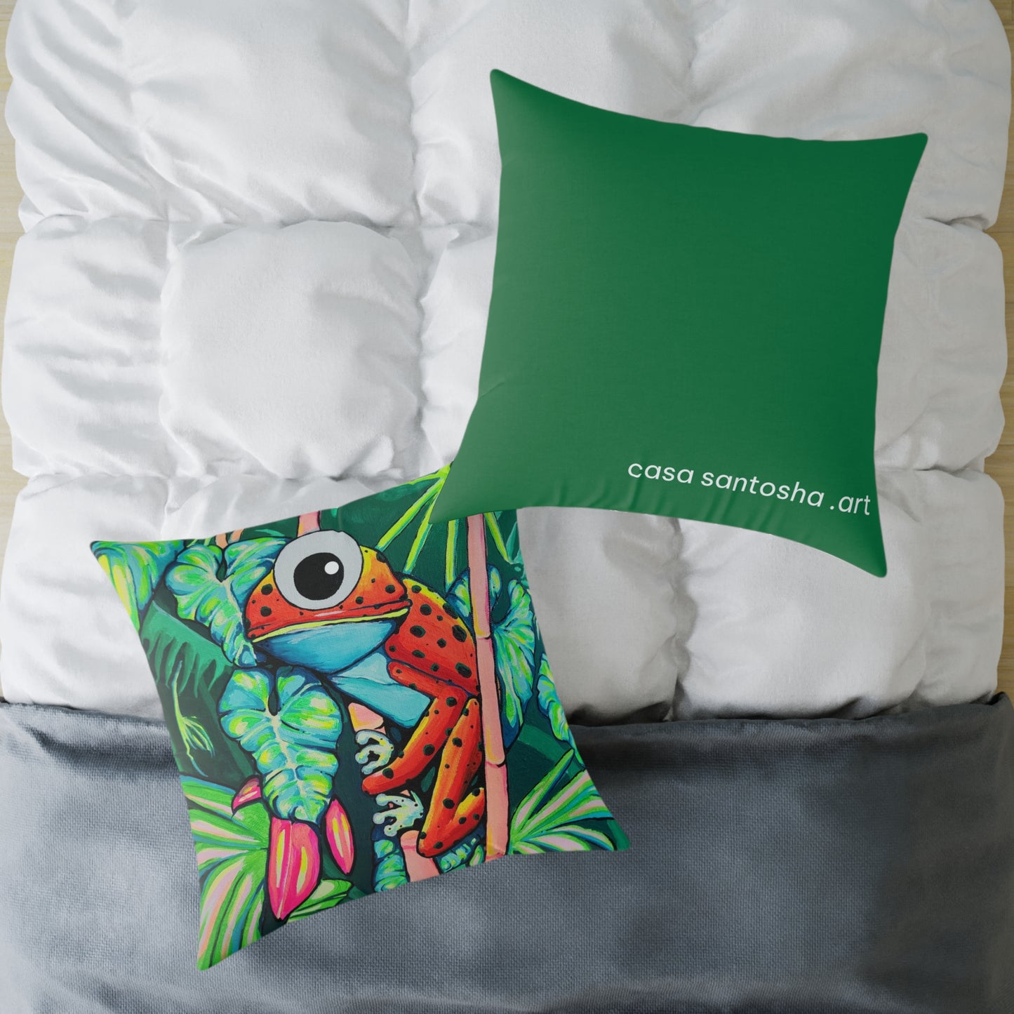 Cyclops Red Frog Art Canvas Decorative Pillow