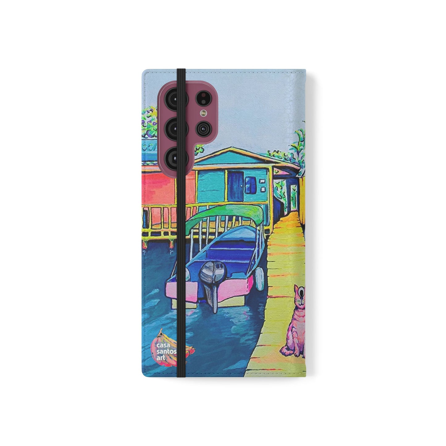 Cyclops Cat and Dog in Bocas Flip Phone Case – Wallet Cover with Card Slots