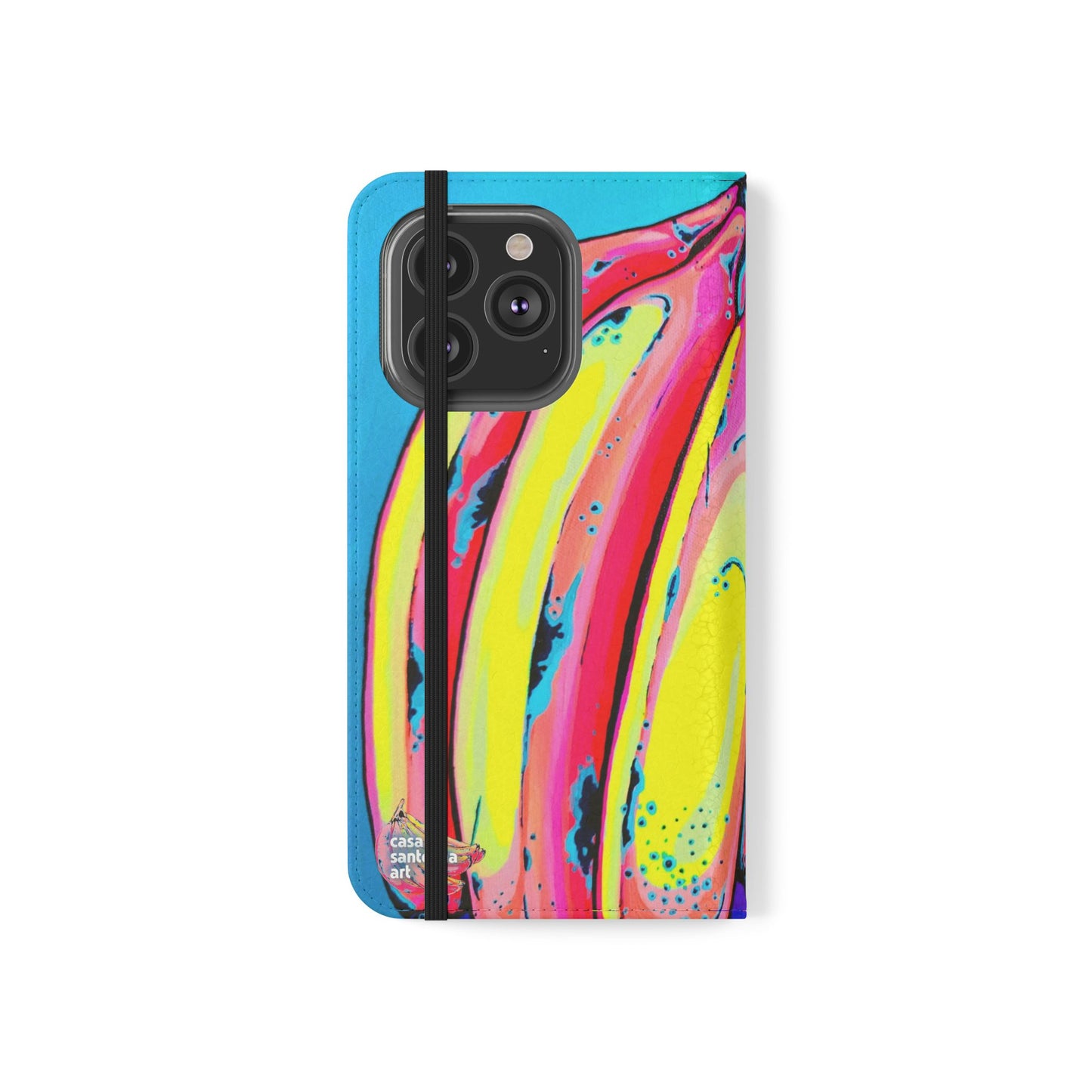 Neon Fat Bananas Flip Phone Case – Wallet Cover with Card Slots
