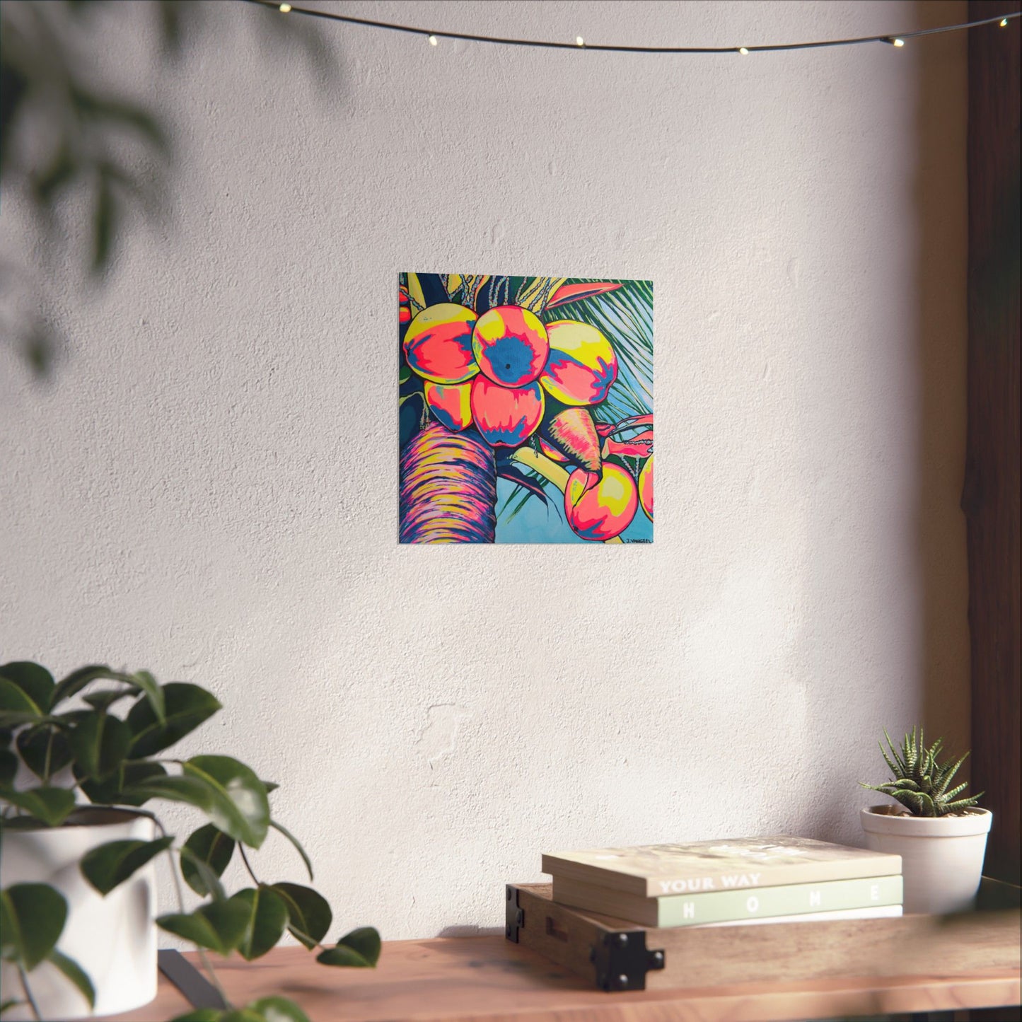 Neon Coconuts Giclée Art Poster