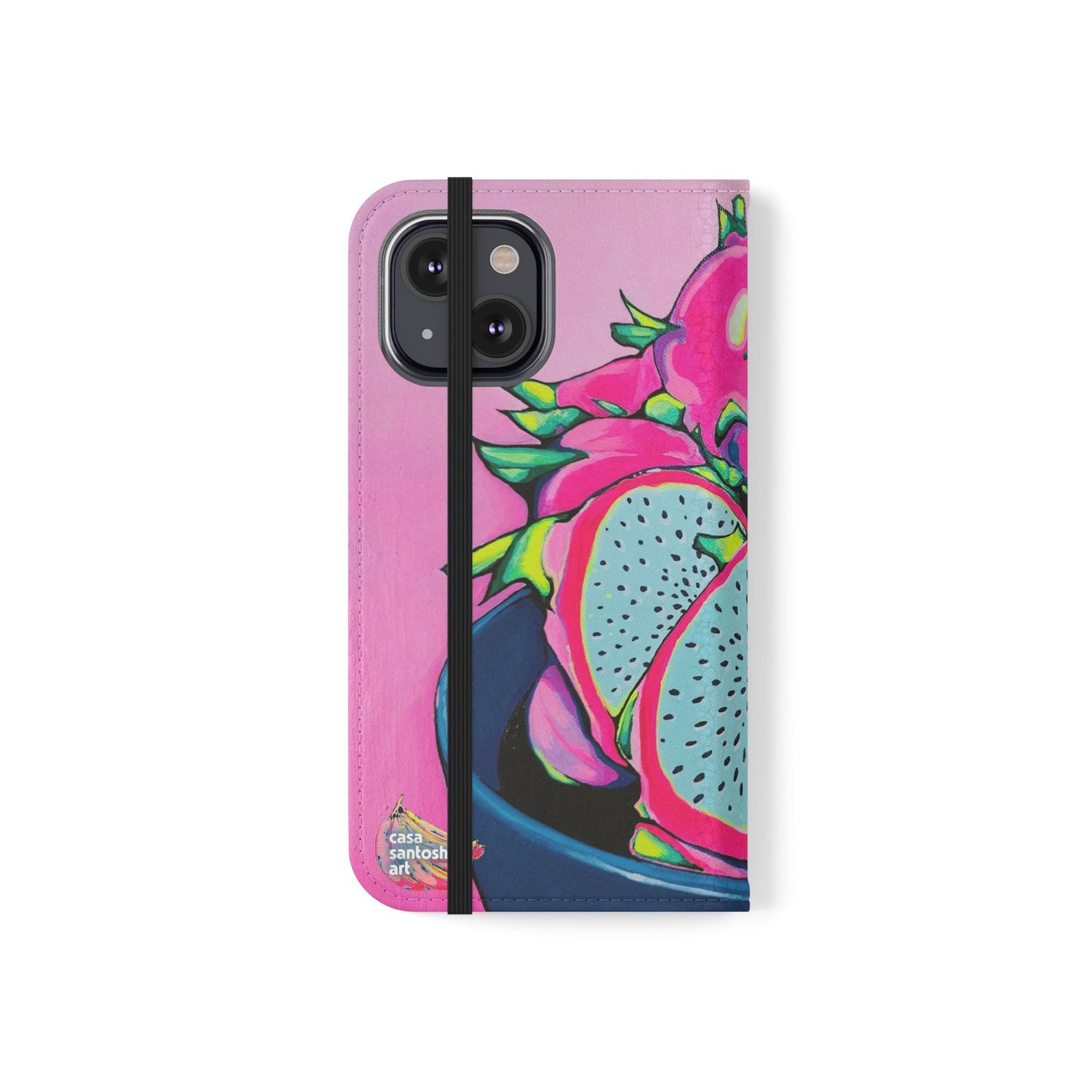 Neon Pink Dragon Fruit Flip Phone Case – Wallet Cover with Card Slots