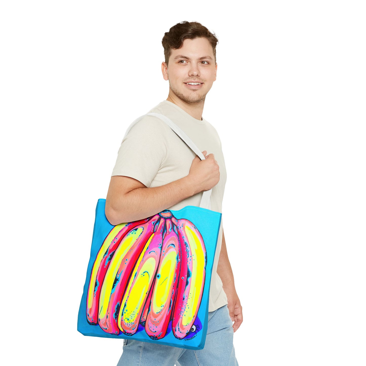 Premium Neon Fat Bananas Tote Bag, Original Artist Design, Reusable Shopping Tote, Eco-Friendly