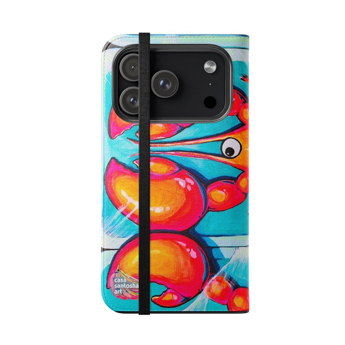 Neon Lobster Flip Phone Case – Wallet Cover with Card Slots