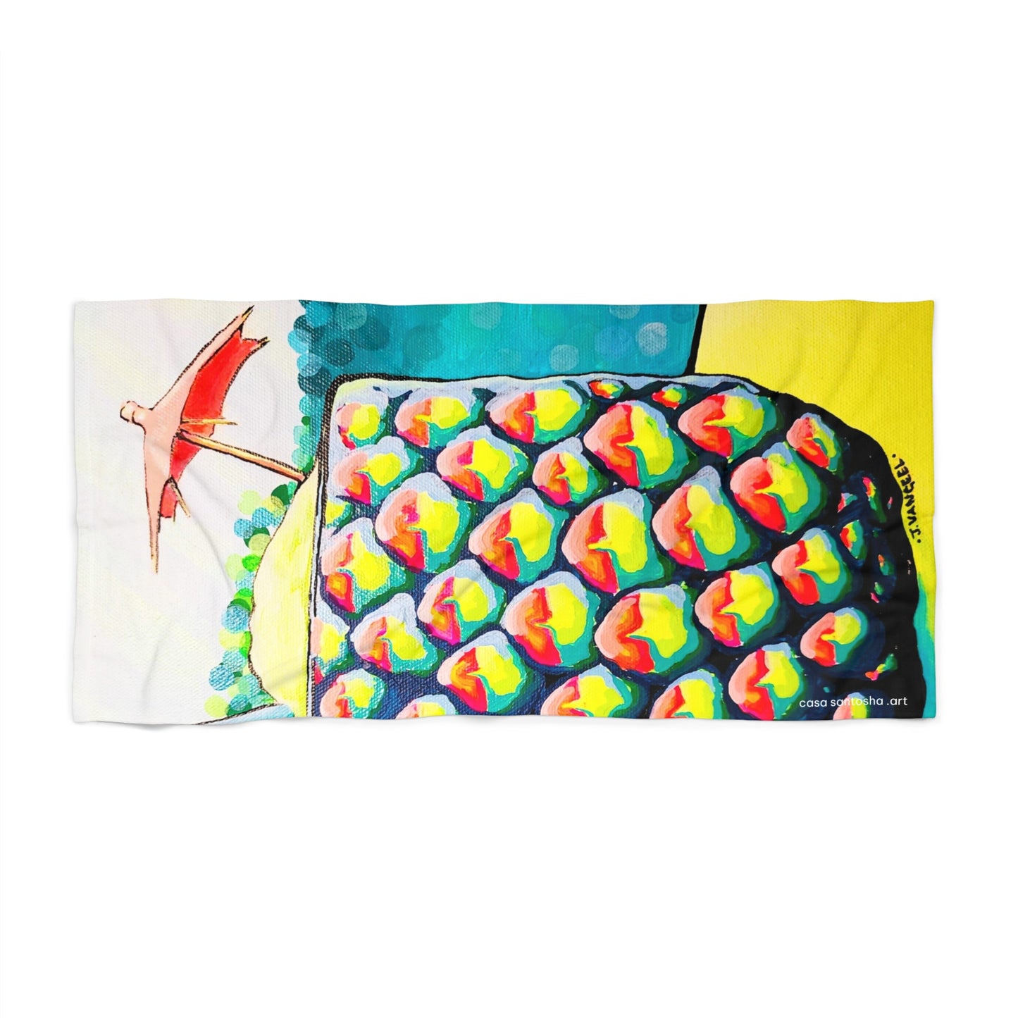 Neon Piña Colada Beach Towel for Summer Fun and Vacation Essentials