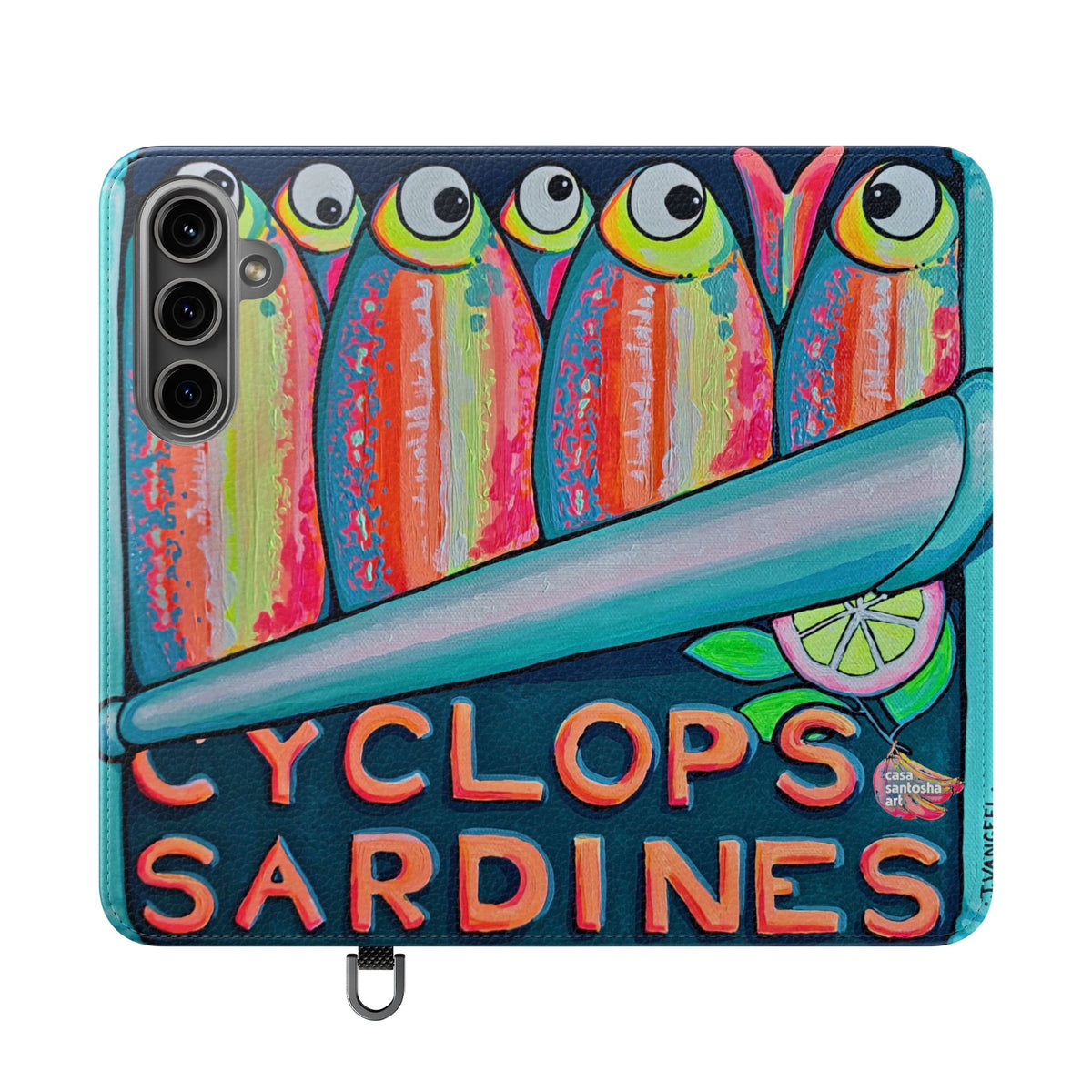 Neon Sardines Flip Phone Case – Wallet Cover with Card Slots