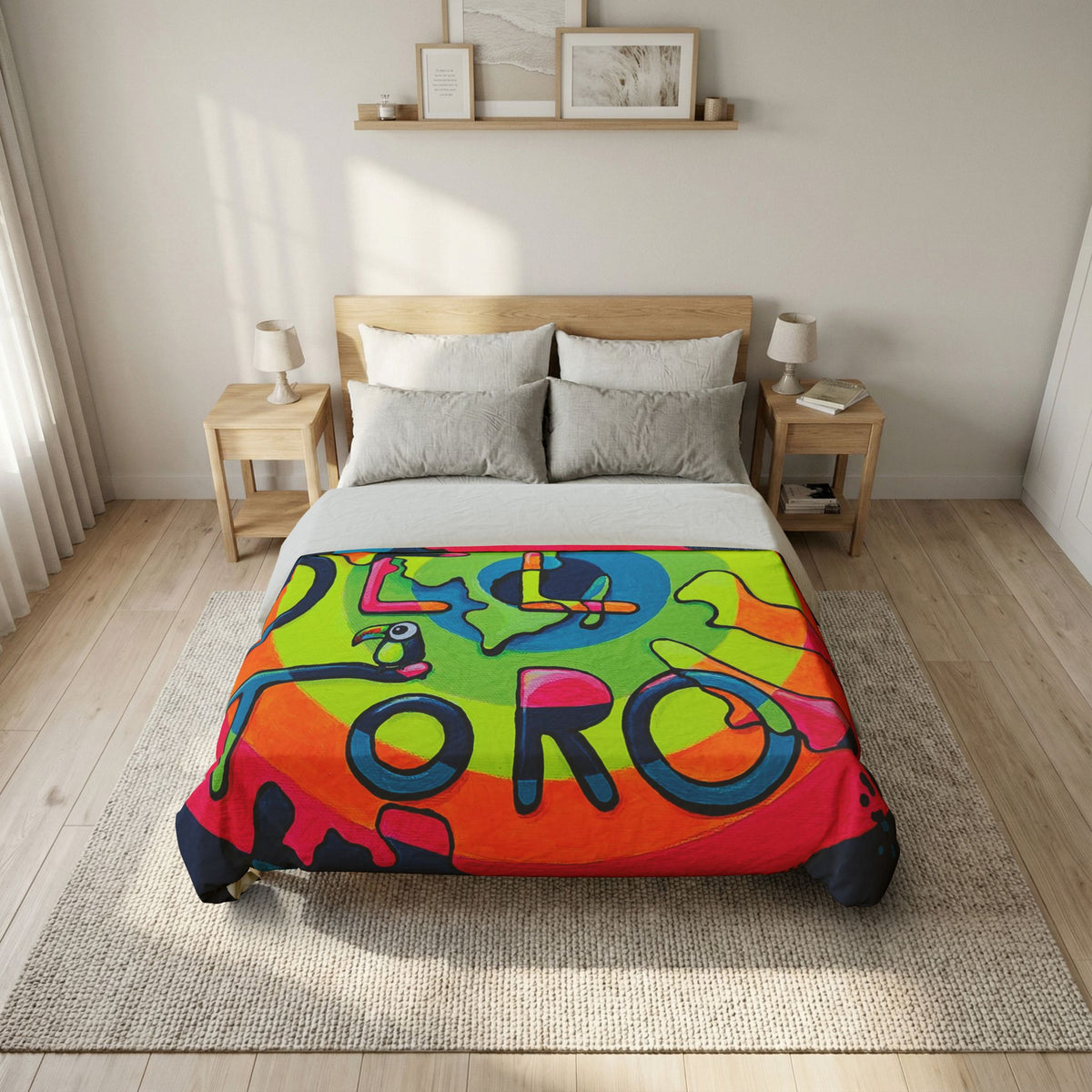 Bocas Del Toro Islands Duvet Cover - neon pop art by Casa Santosha Art
