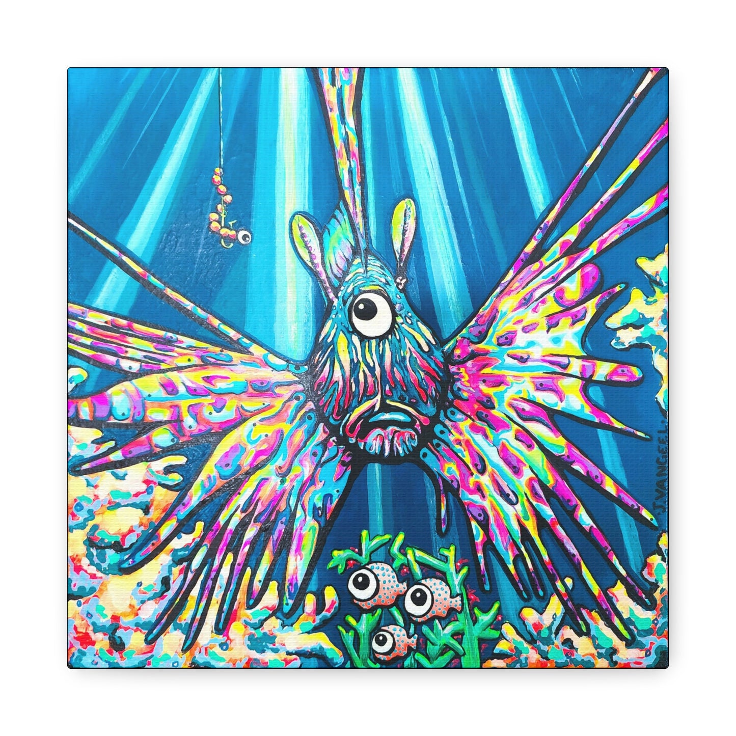 Cyclops Lionfish Original Canvas Art Print, Unique Home Decor, Wall Art