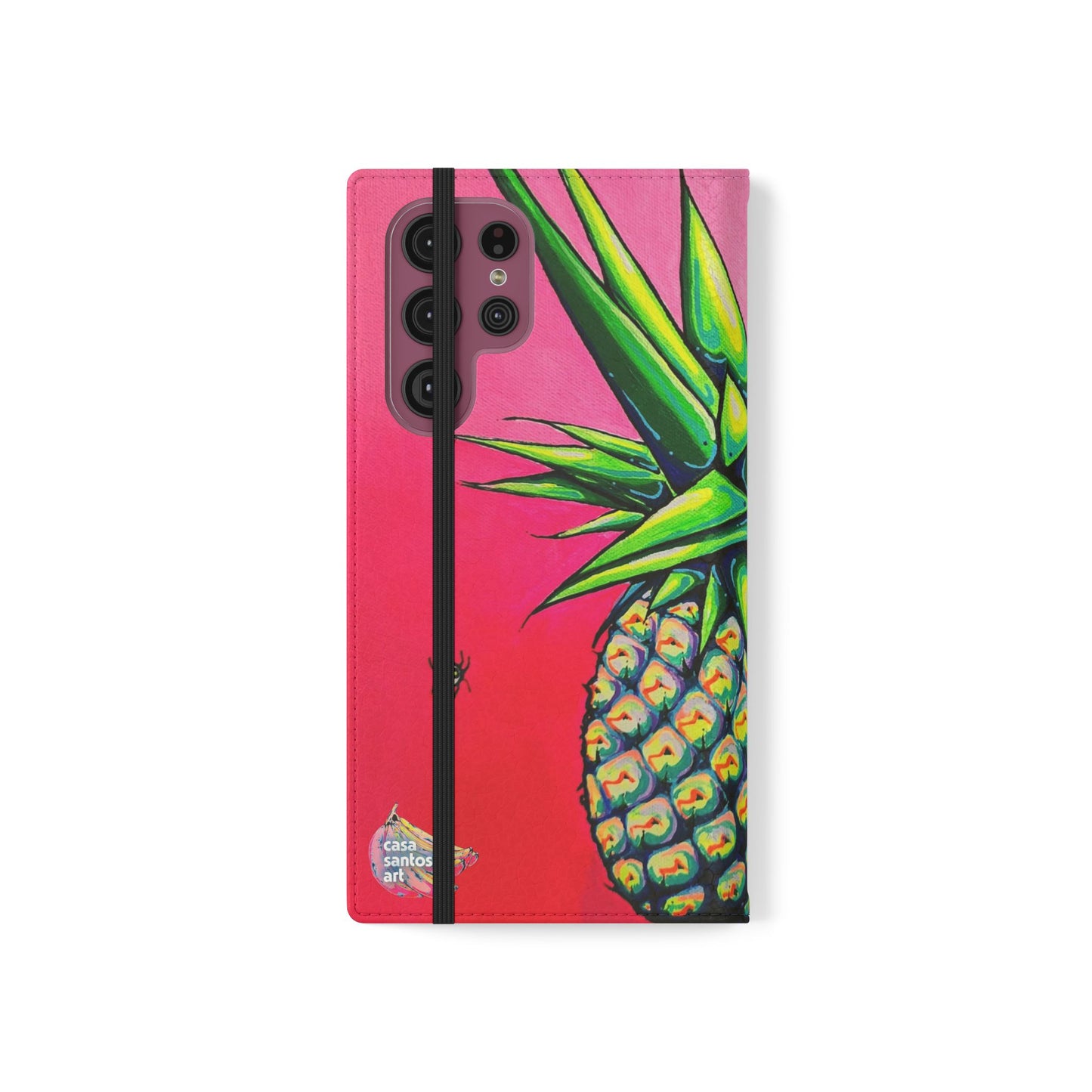 Neon Pineapple Flip Phone Case – Wallet Cover with Card Slots