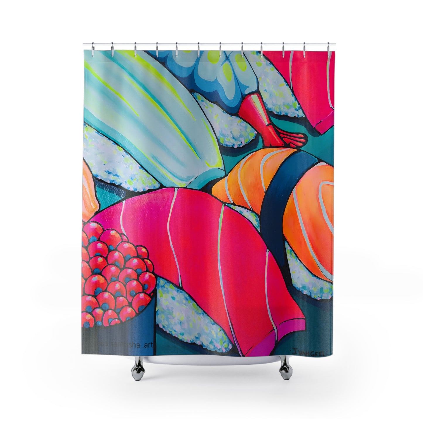 Rideau de douche Pop Art "Neon Sushi"