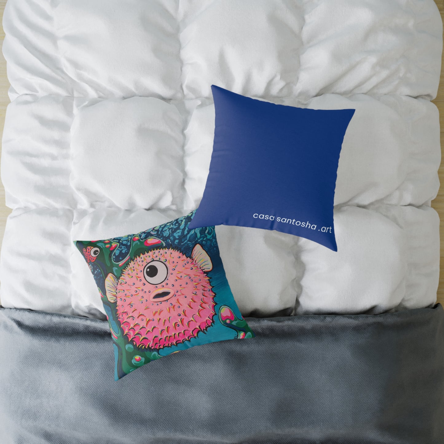 Cyclops Pufferfish Art Canvas Decorative Pillow