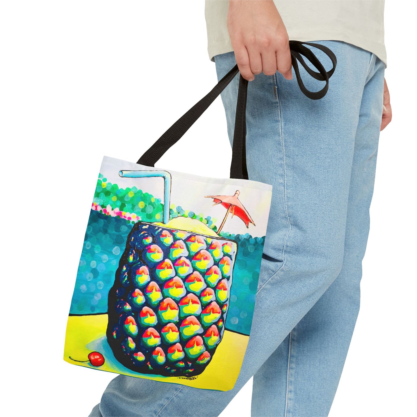 Premium Neon Piña Colada Tote Bag, Original Artist Design, Reusable Shopping Tote,  Eco-Friendly