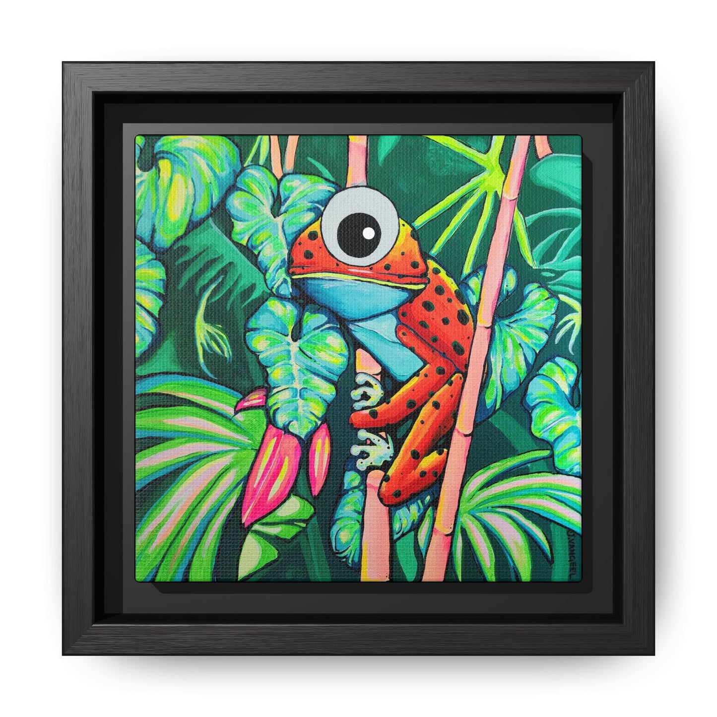 Framed Cyclops Red Frog Canvas Print