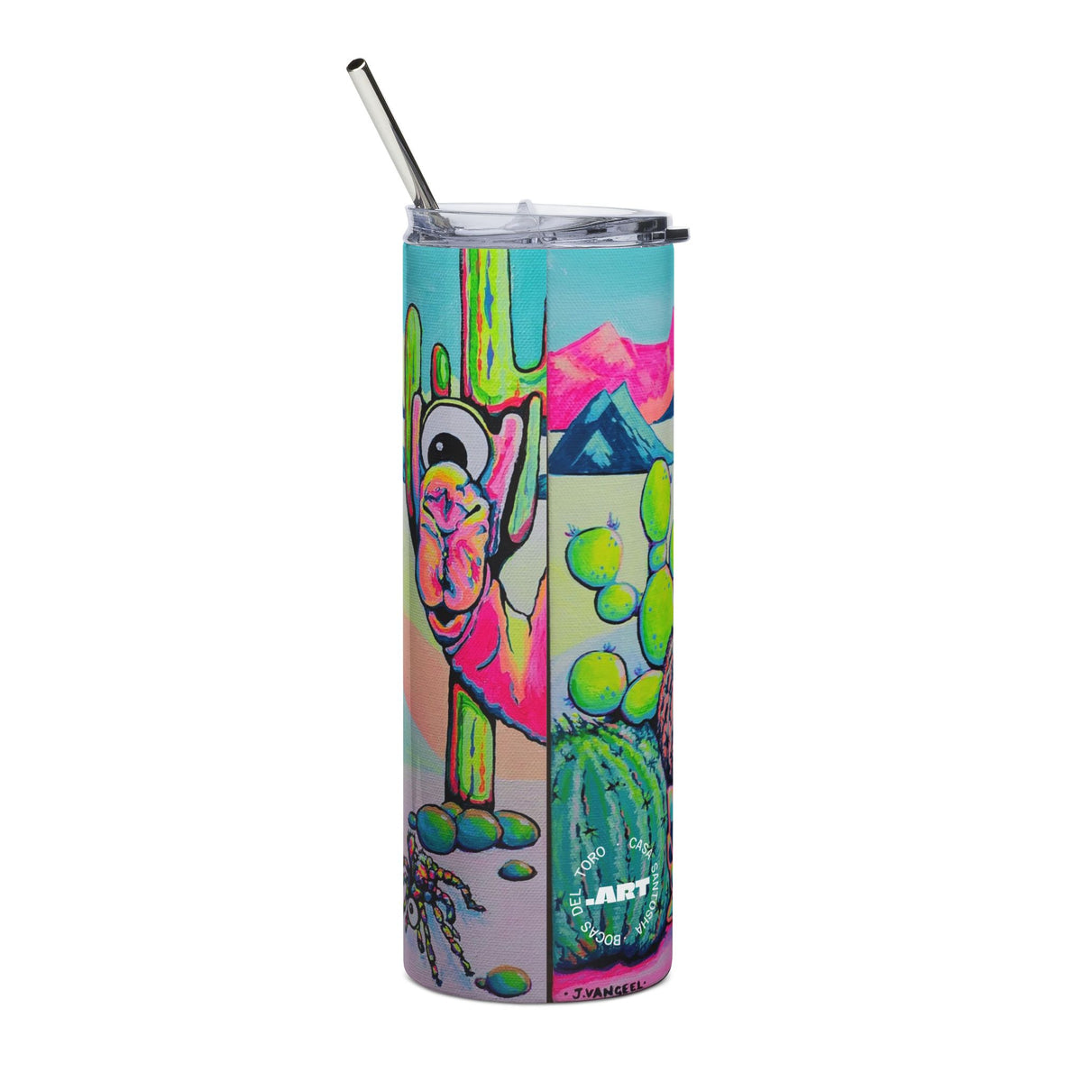 Cyclops Camel Stainless Steel Tumbler - neon pop art by Casa Santosha Art