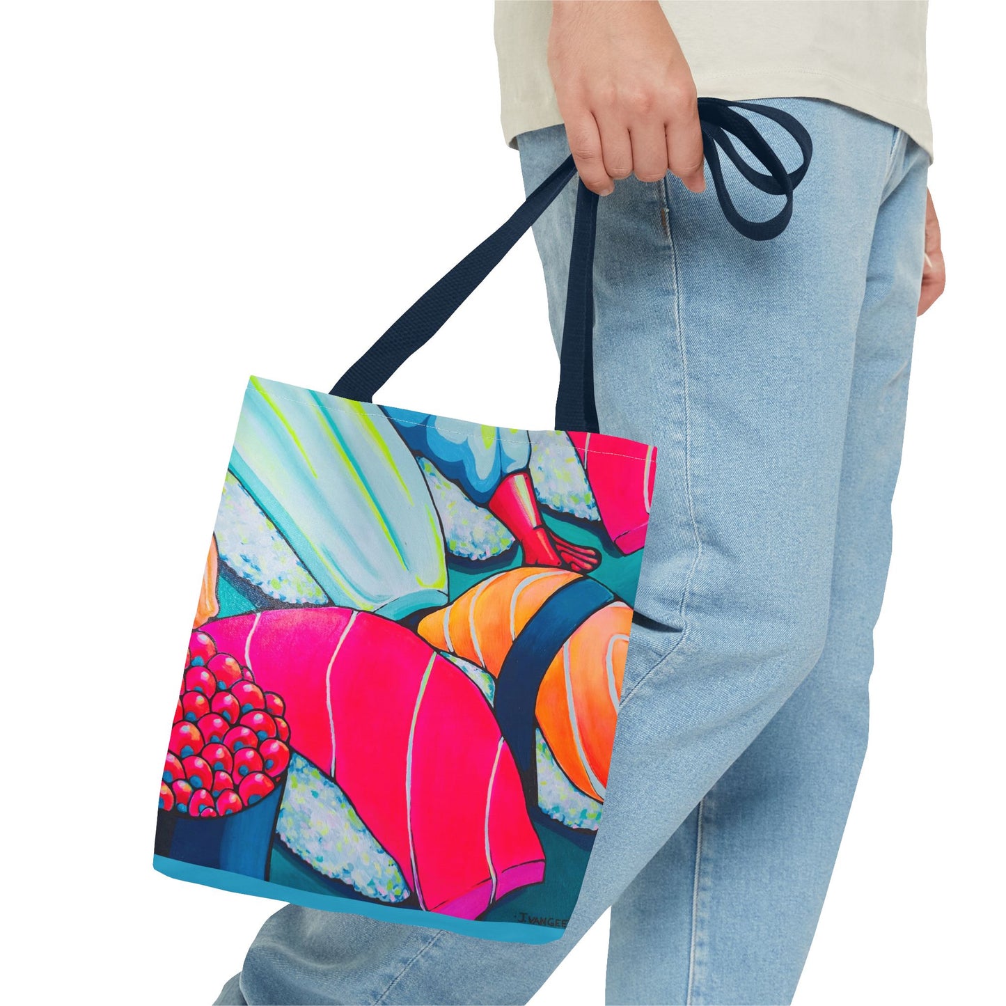 Premium Neon Sushi Tote Bag, Original Artist Design, Reusable Shopping Tote, Eco-Friendly