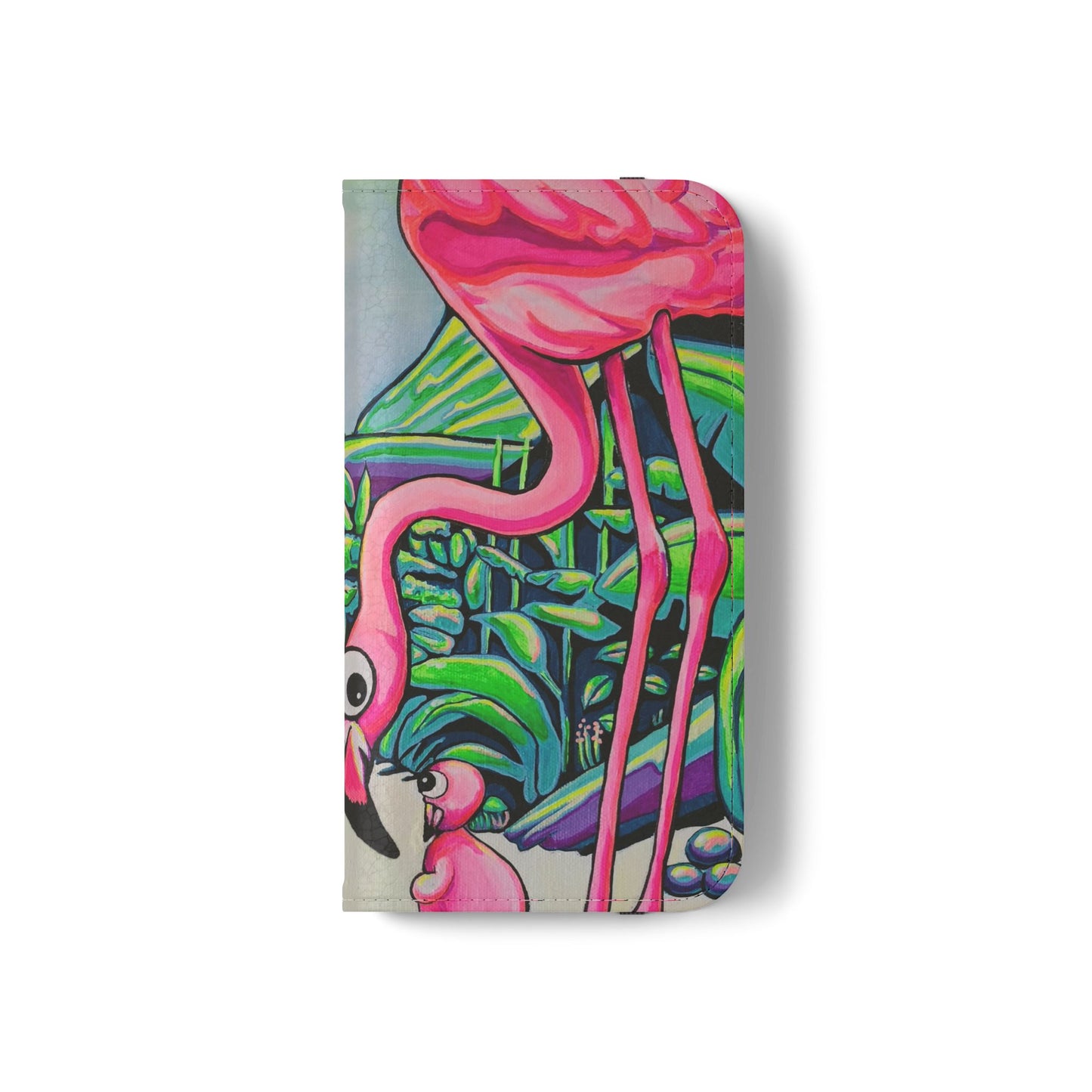 Cyclops Flamingo Family Flip Phone Case – Wallet Cover with Card Slots
