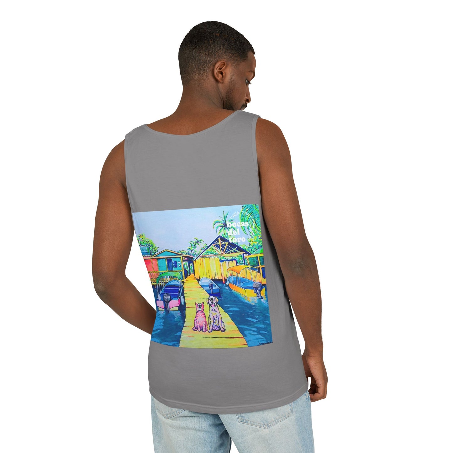 Unisex Cyclops Cat and Dog in Bocas Tank Top - Perfect for Summer Vibes