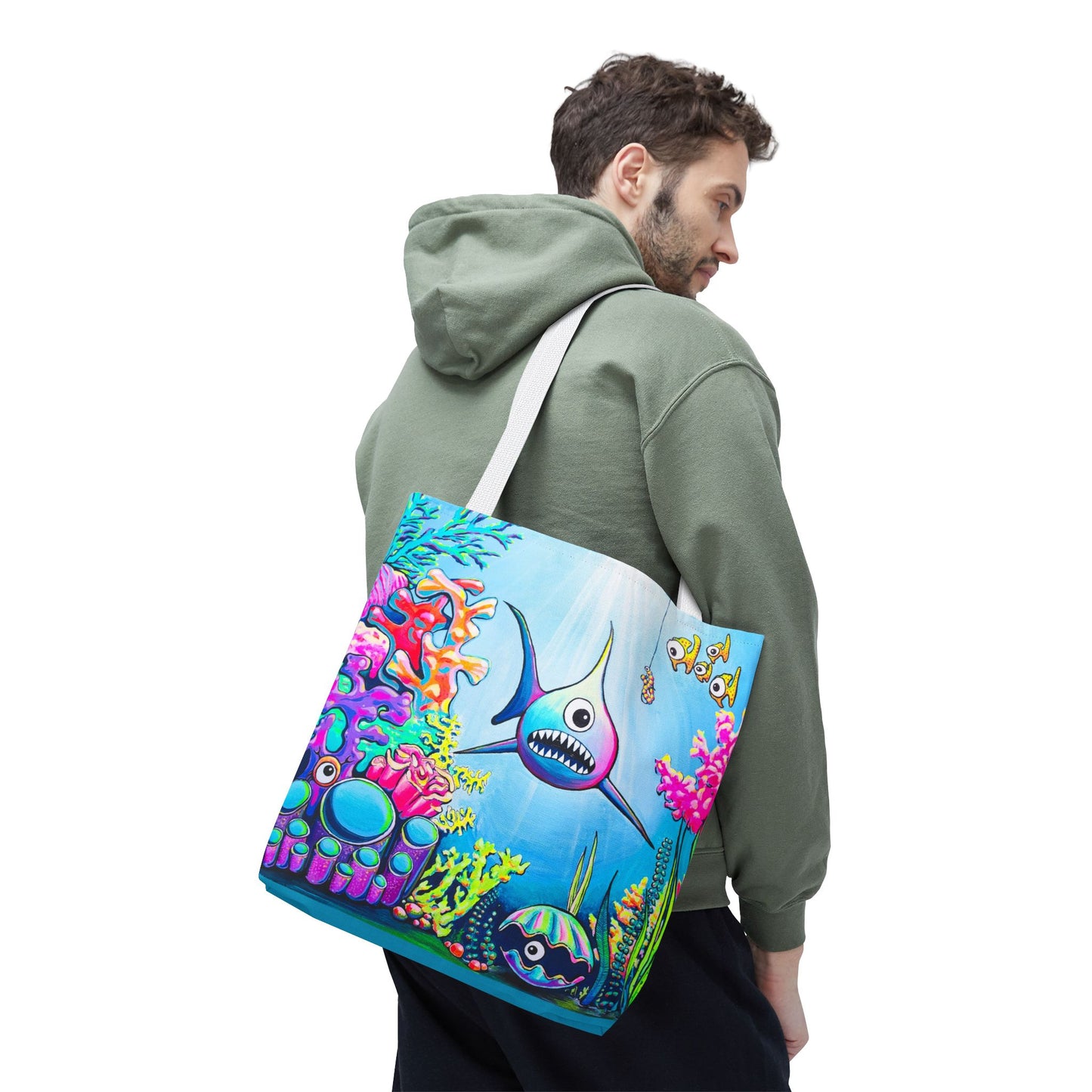 Premium Cyclops Shark Tote Bag, Original Artist Design, Reusable Shopping Tote,  Eco-Friendly