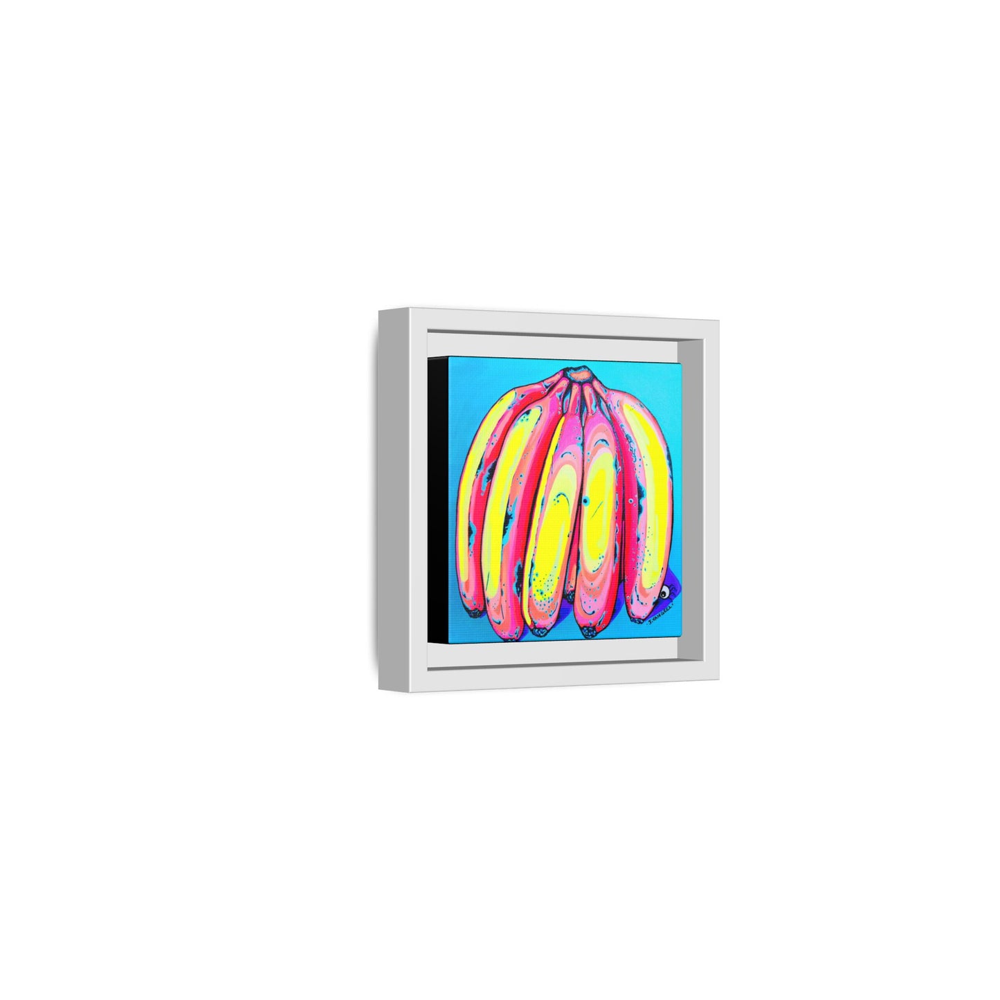 Framed Neon Fat Bananas Canvas Print