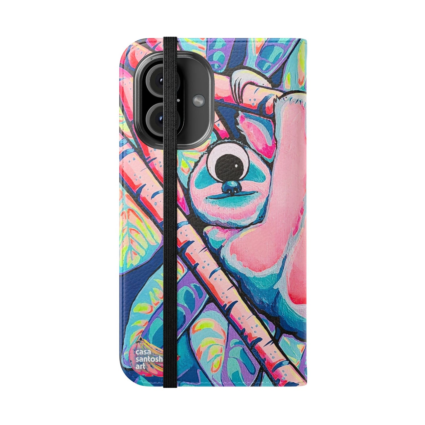 Cyclops Sloth Flip Phone Case – Wallet Cover with Card Slots