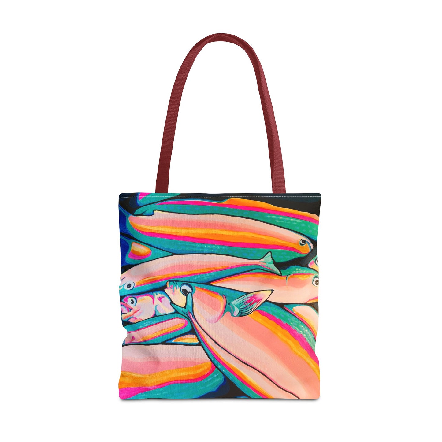 Premium Neon Fish Tote Bag, Original Artist Design, Reusable Shopping Tote, Eco-Friendly