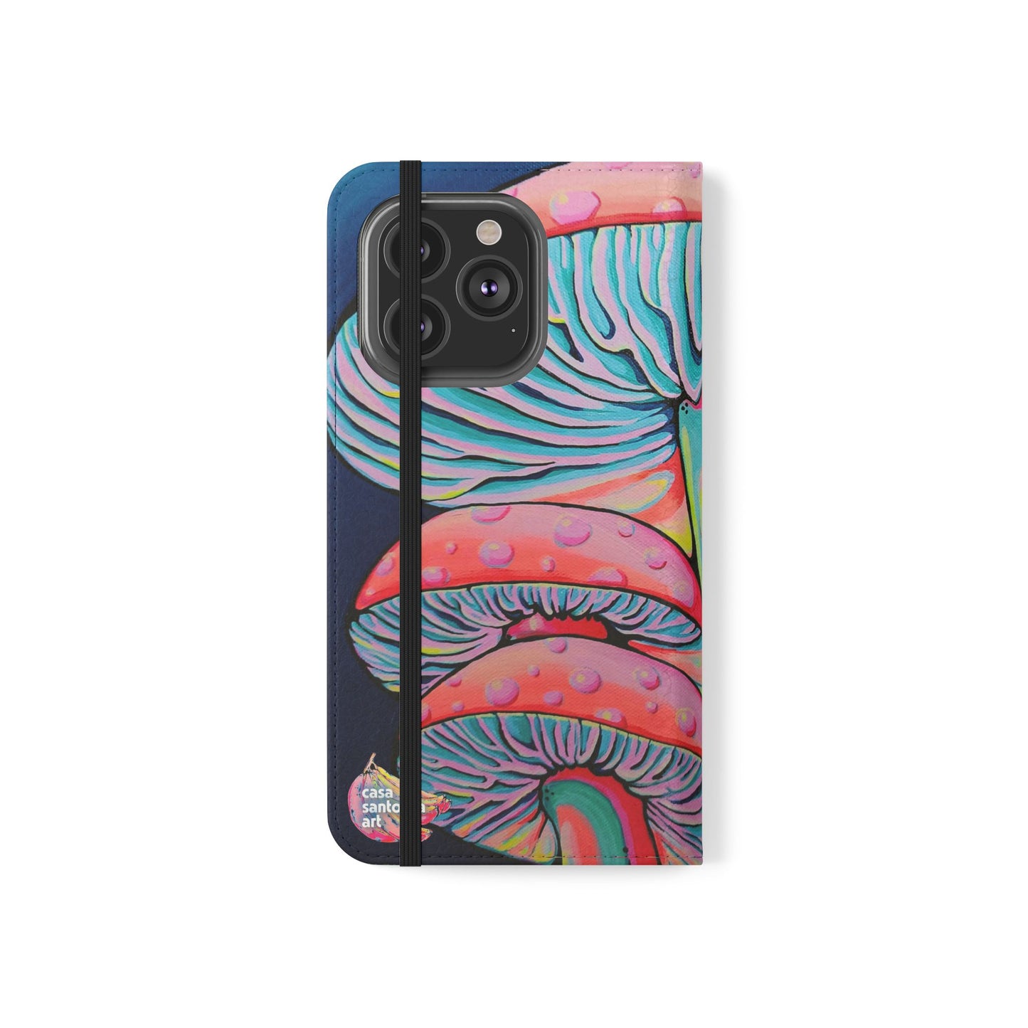 Trippy Mushrooms Flip Phone Case – Wallet Cover with Card Slots