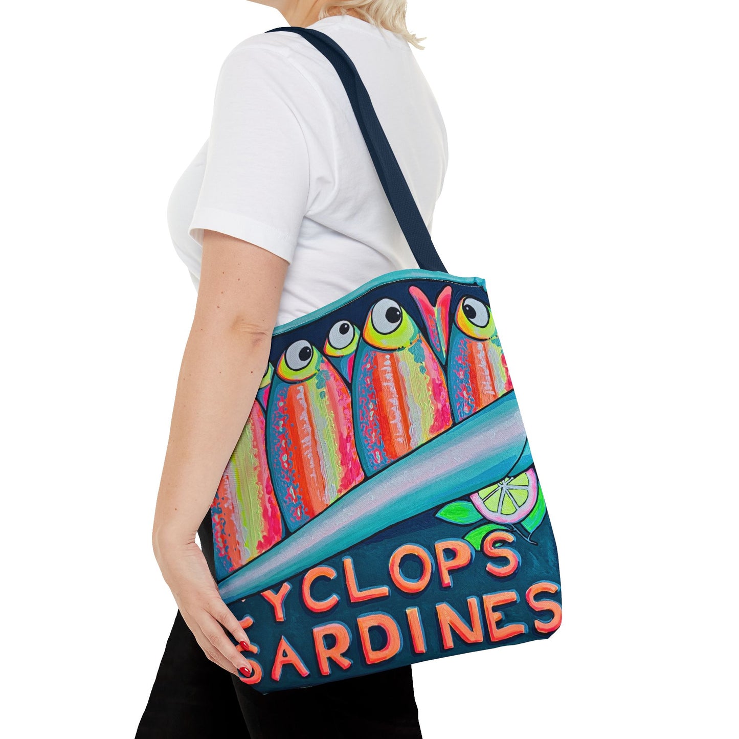 Premium Neon Sardines Tote Bag, Original Artist Design, Reusable Shopping Tote, Eco-Friendly