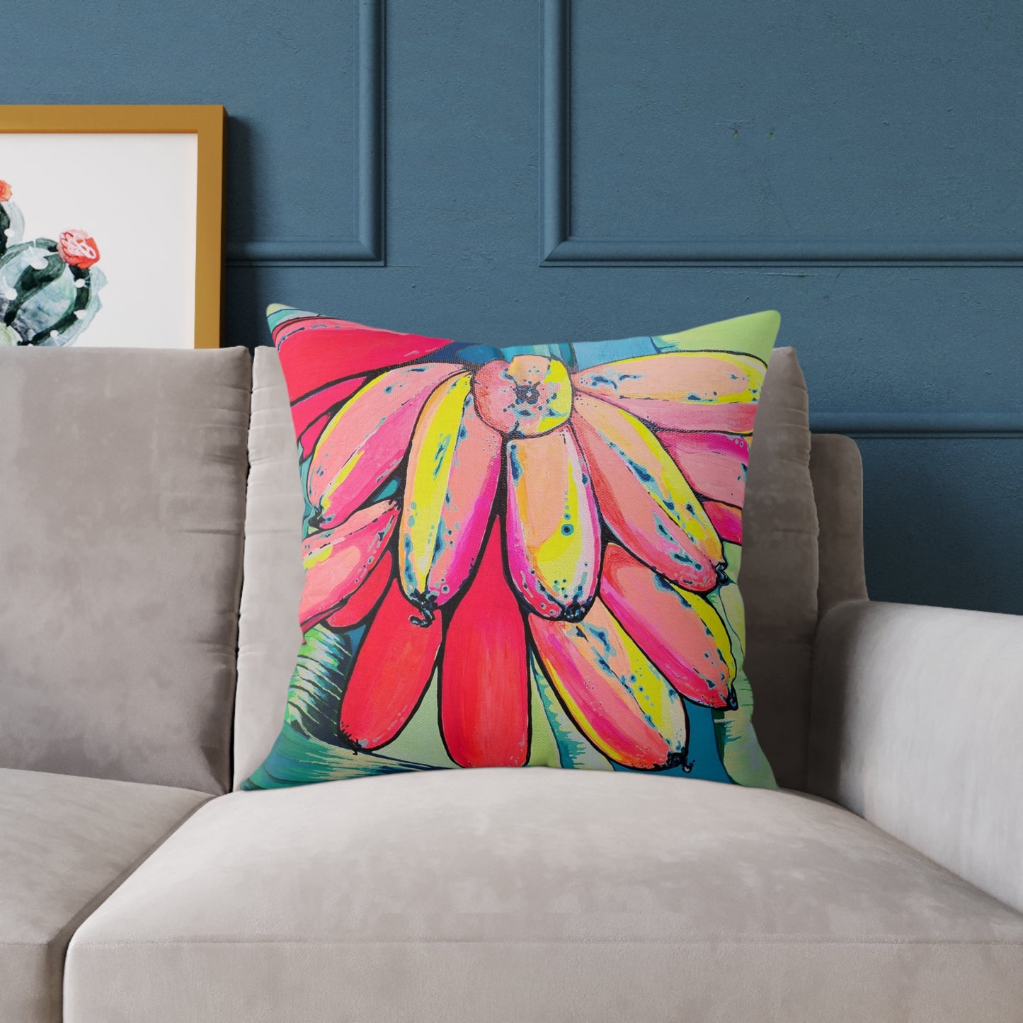 Neon Primitivo Bananas Art Canvas Decorative Pillow