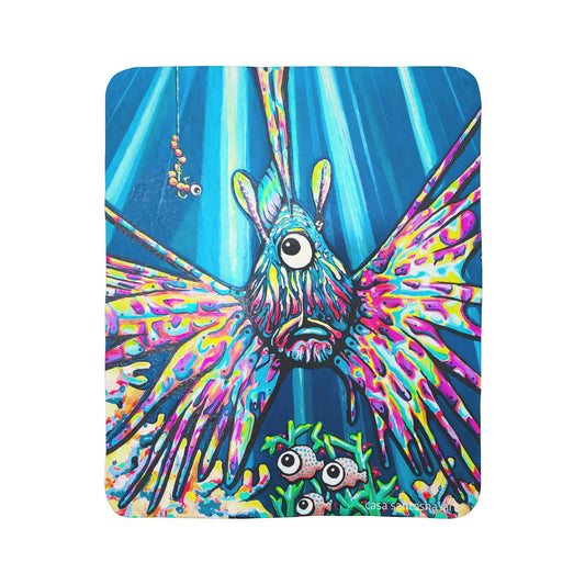 Cyclops Lionfish Fleece Sherpa Blanket
