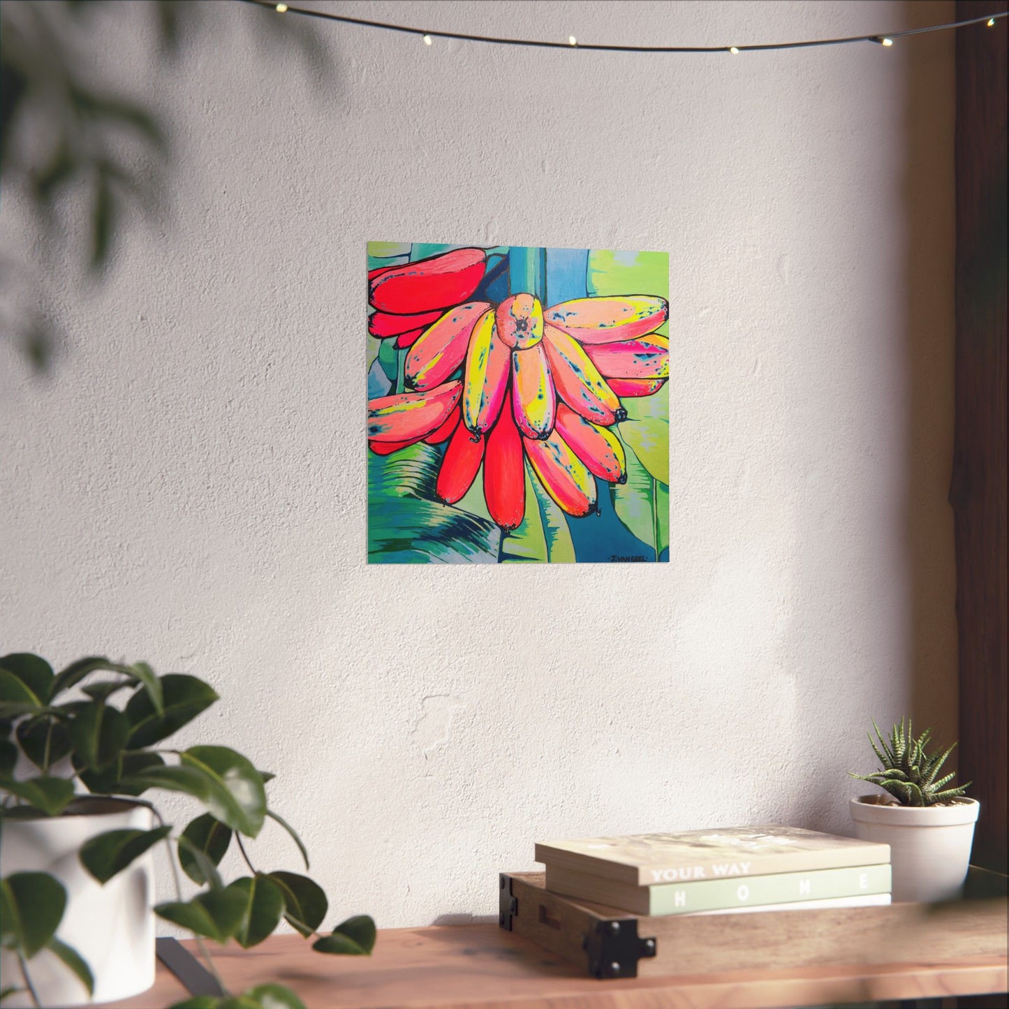 Neon Primitivo Bananas Giclée Art Poster